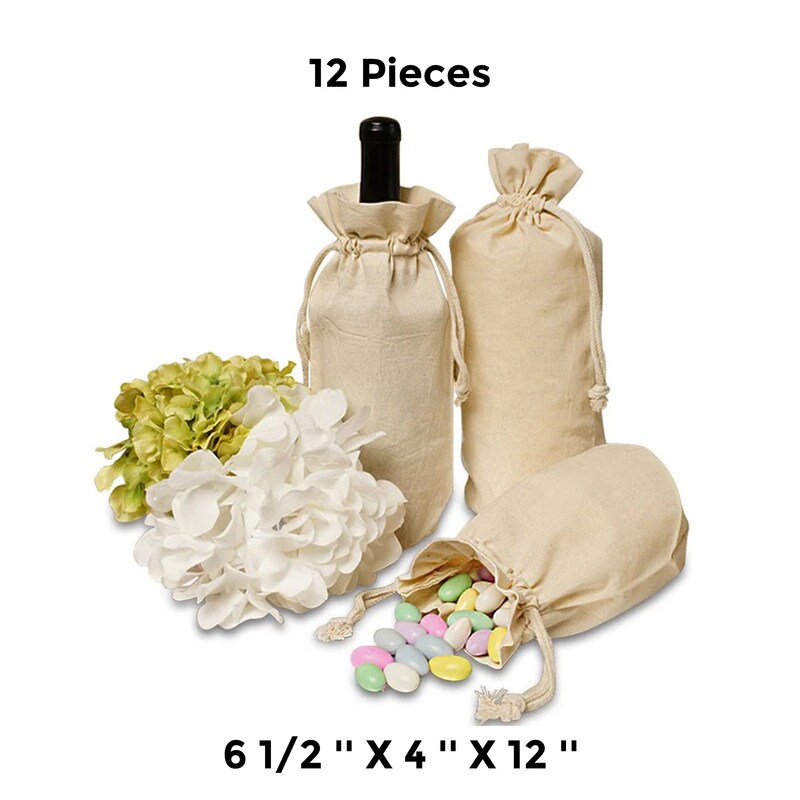 Spacious Round Bottom Cotton Muslin Bag 6 1/2&#x22; x 4&#x22; x 12&#x22;