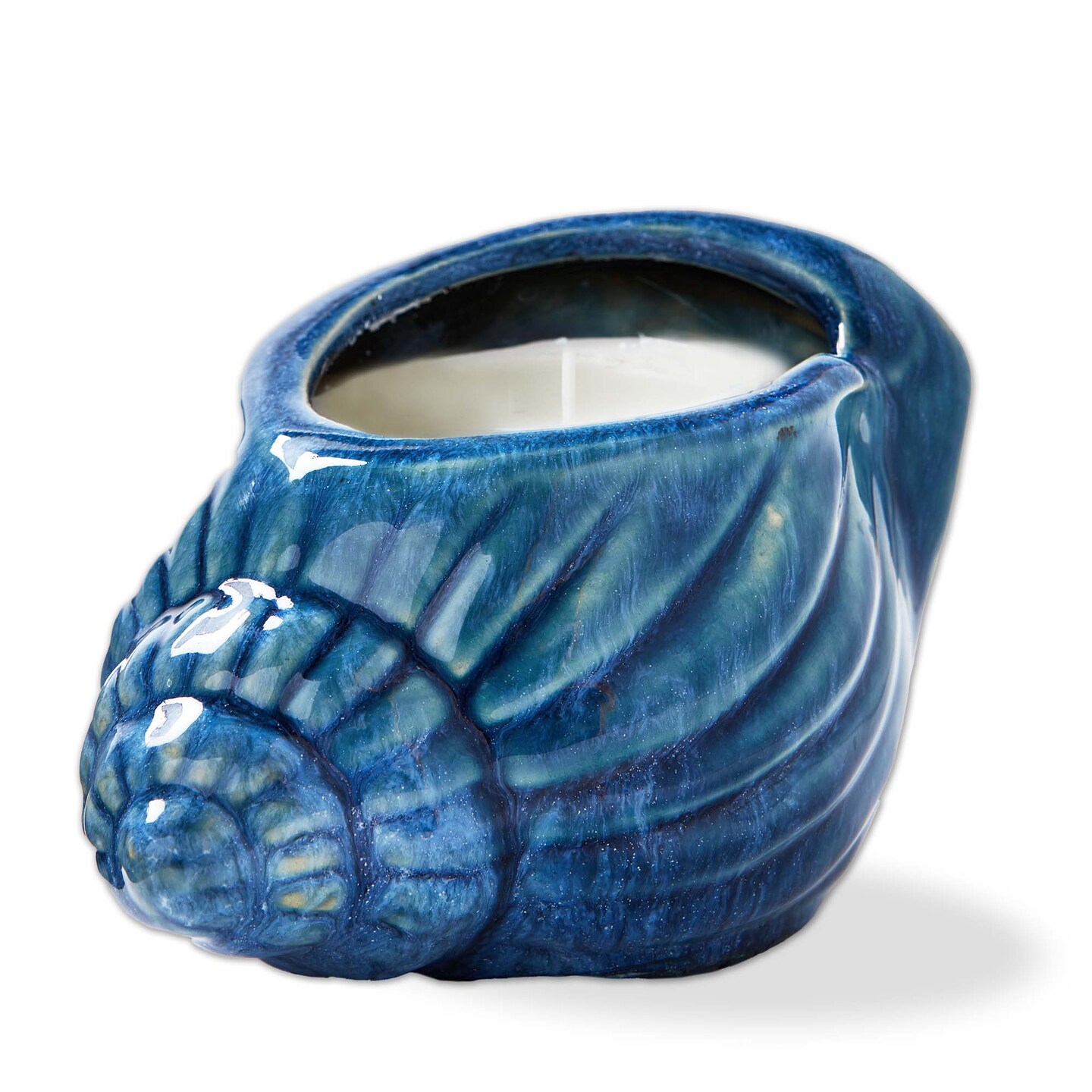 Shell Citronella Candle - Blue Jar Candle for Spring &#x26; Summer, 16 Hour Burn Time, 4&#x22; H x 6&#x22; L x 4&#x22; W, Wipe Clean