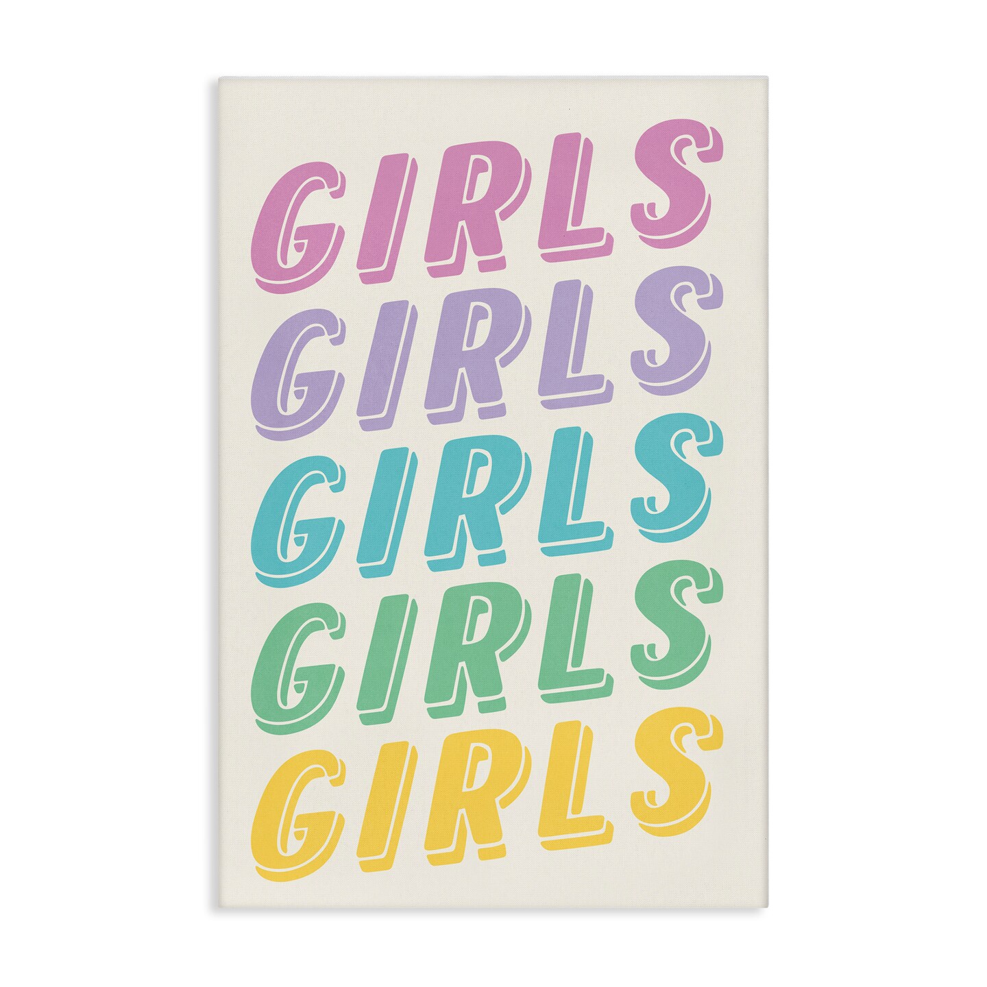 Stupell Industries Pastel Retro Girls Text Canvas Wall Art Design by Nataly White