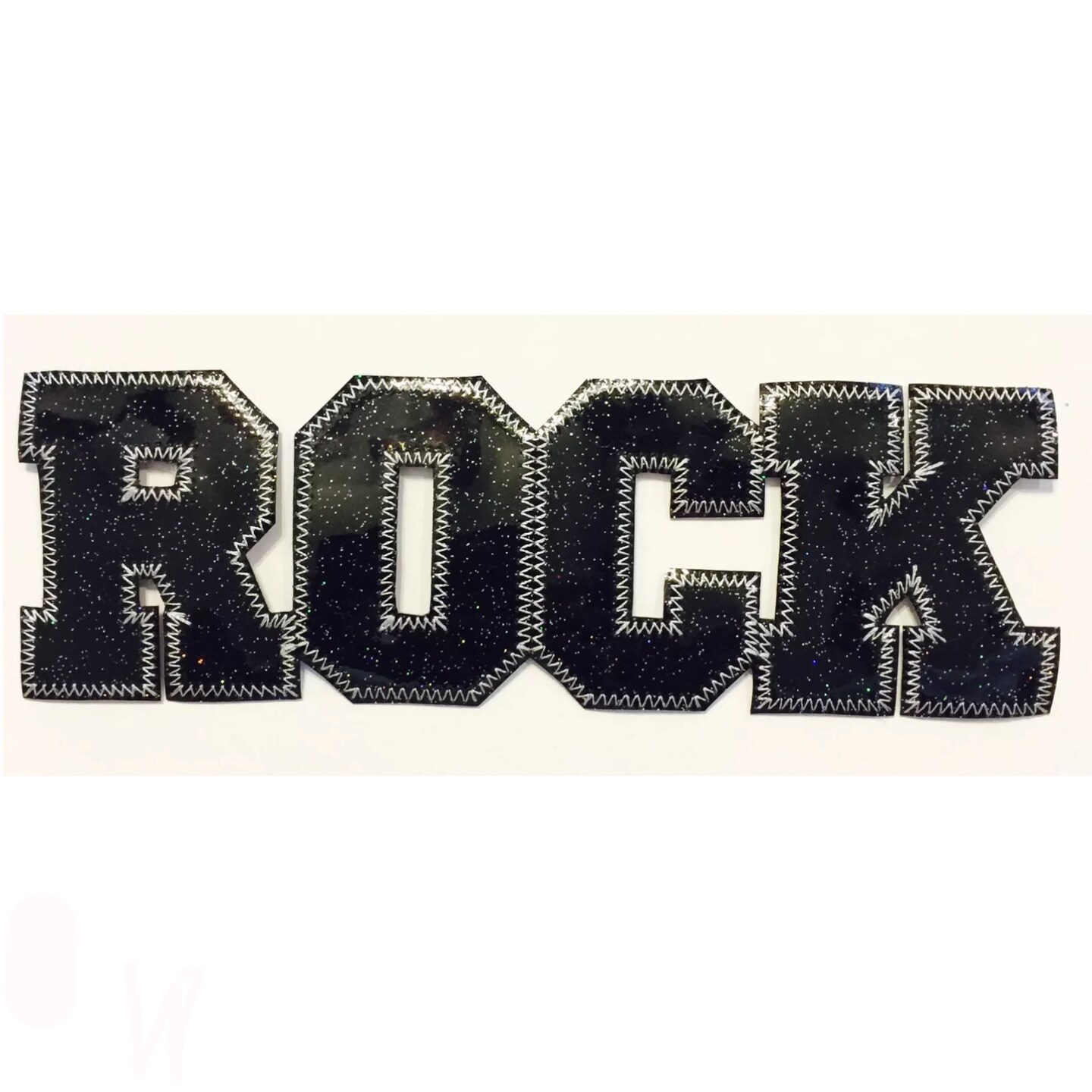 Kitcheniva Black Sparkle White Stitching Rock Patch Applique Sewing Crafts