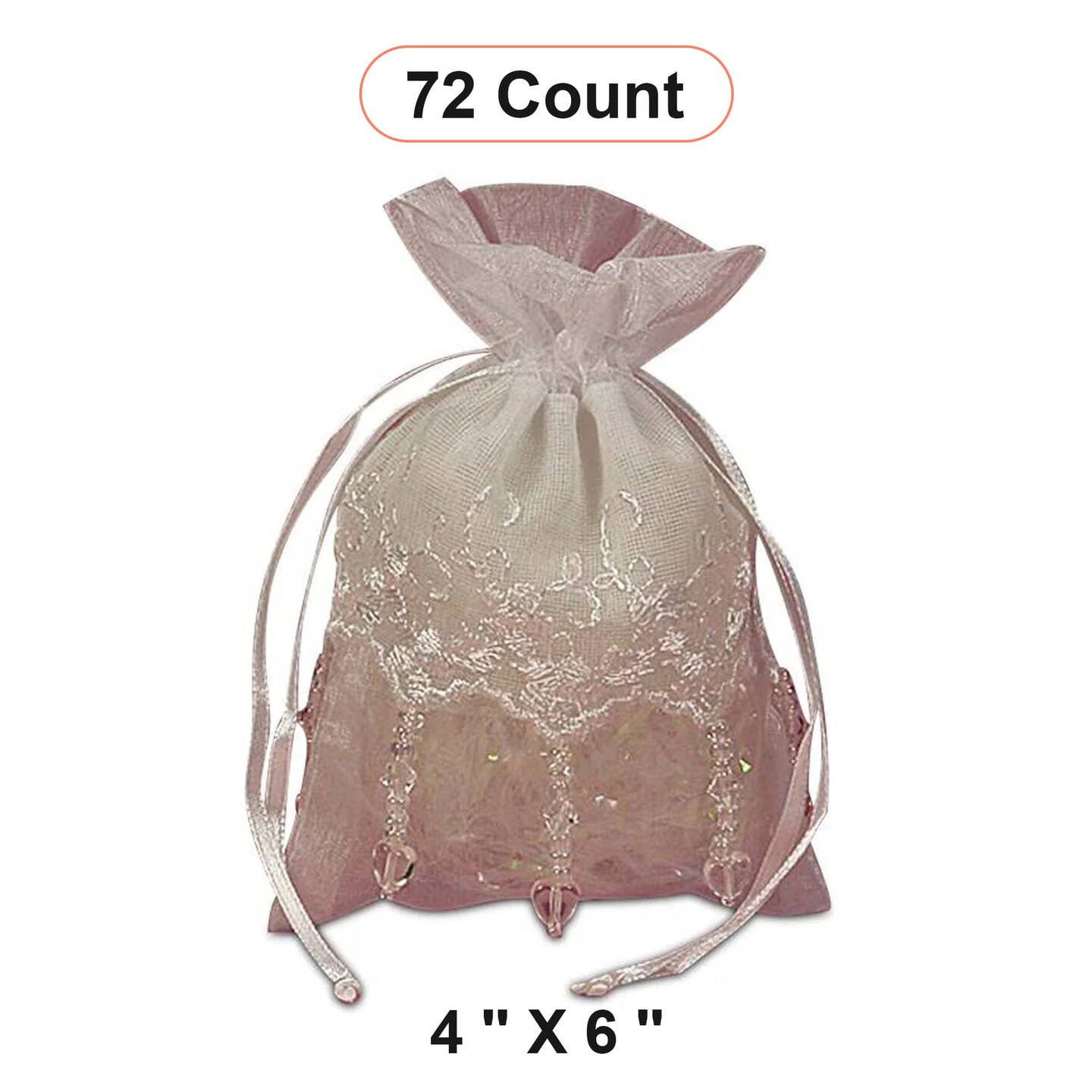 Lace Skirt Beaded Organza Bags White 4&#x27;&#x27; x 6&#x27;&#x27; for Gifts