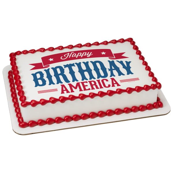 America Happy Birthday PhotoCake® Edible Cake Topper Icing Image for 1/4 Sheet cake or larger