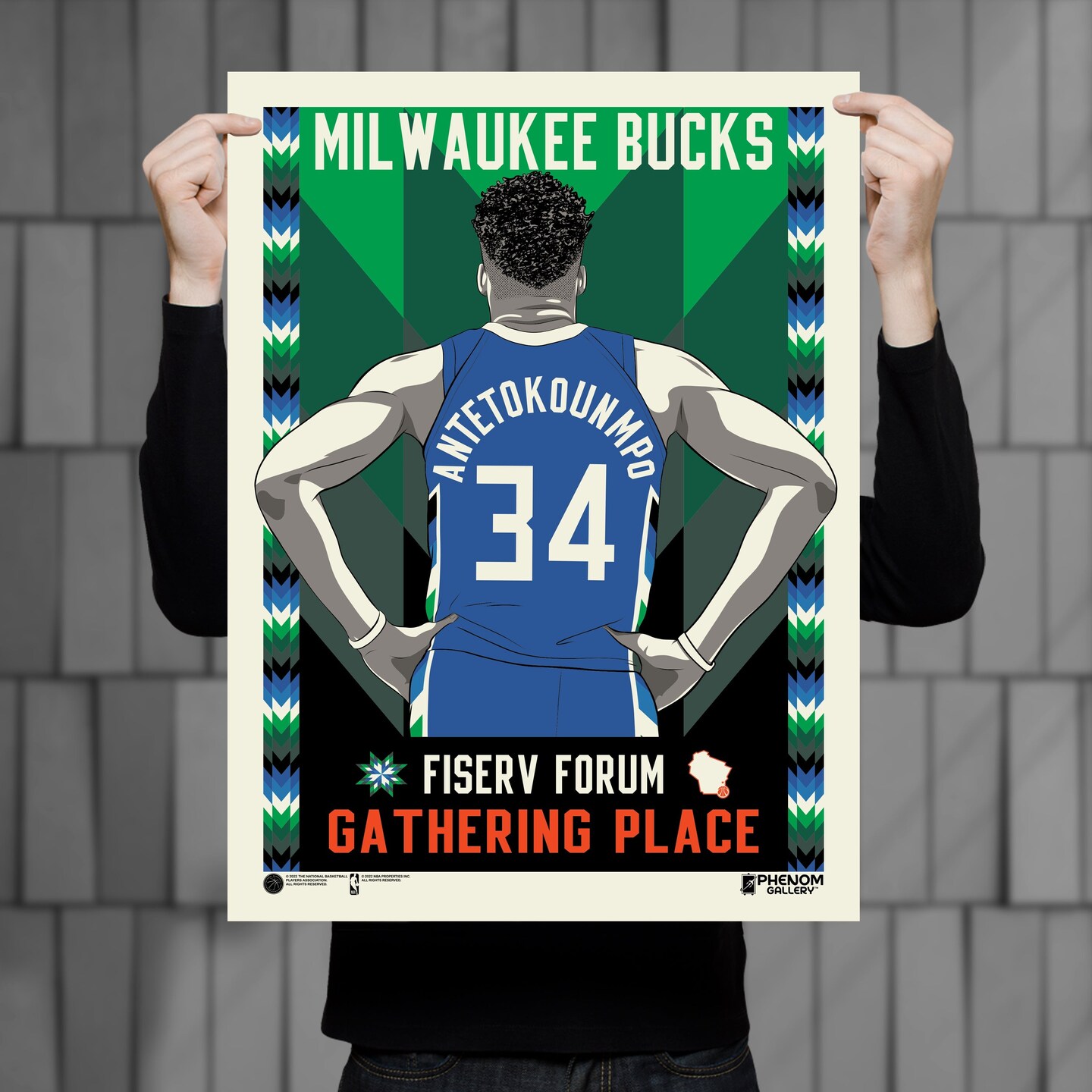 Phenom Gallery Milwaukee Bucks City Edition 18&#x22; x 24&#x22; Deluxe Framed Serigraph