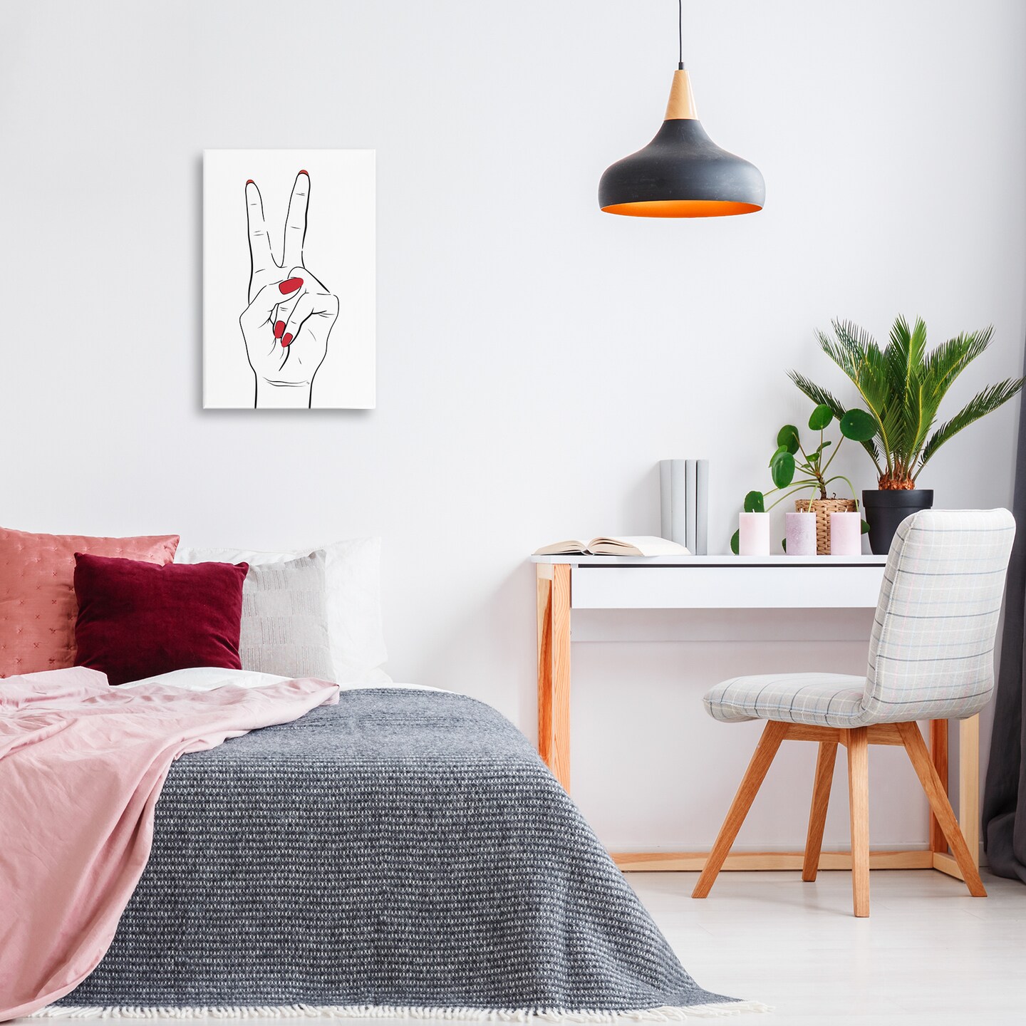 Stupell Industries Victory Peace Sign Hand Canvas Wall Art Design by Martina Pavlova