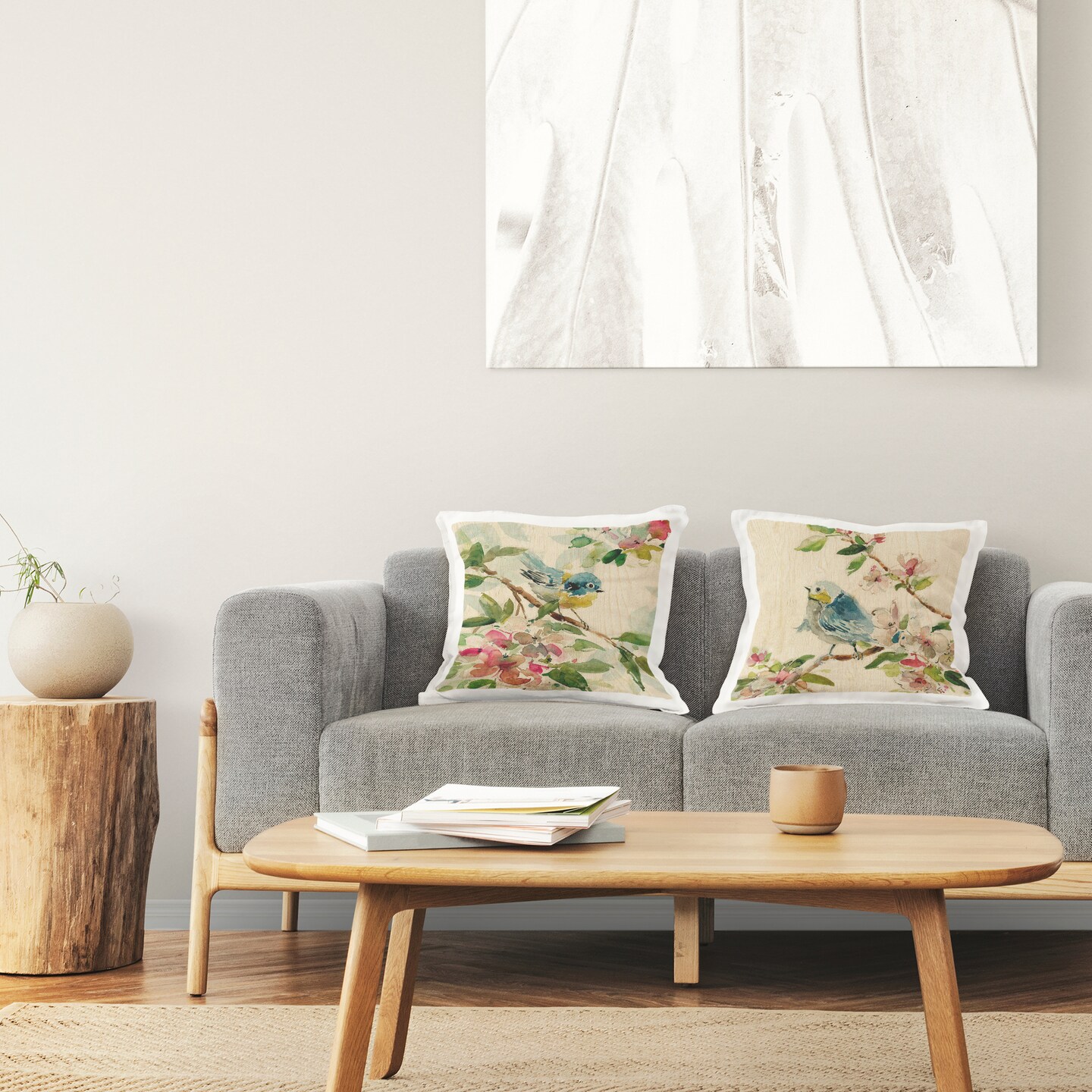 Perched Spring Birds 2 PC Decorative Printed Throw Pillow Set Design by Carol Robinson, 18 x 7 x 18