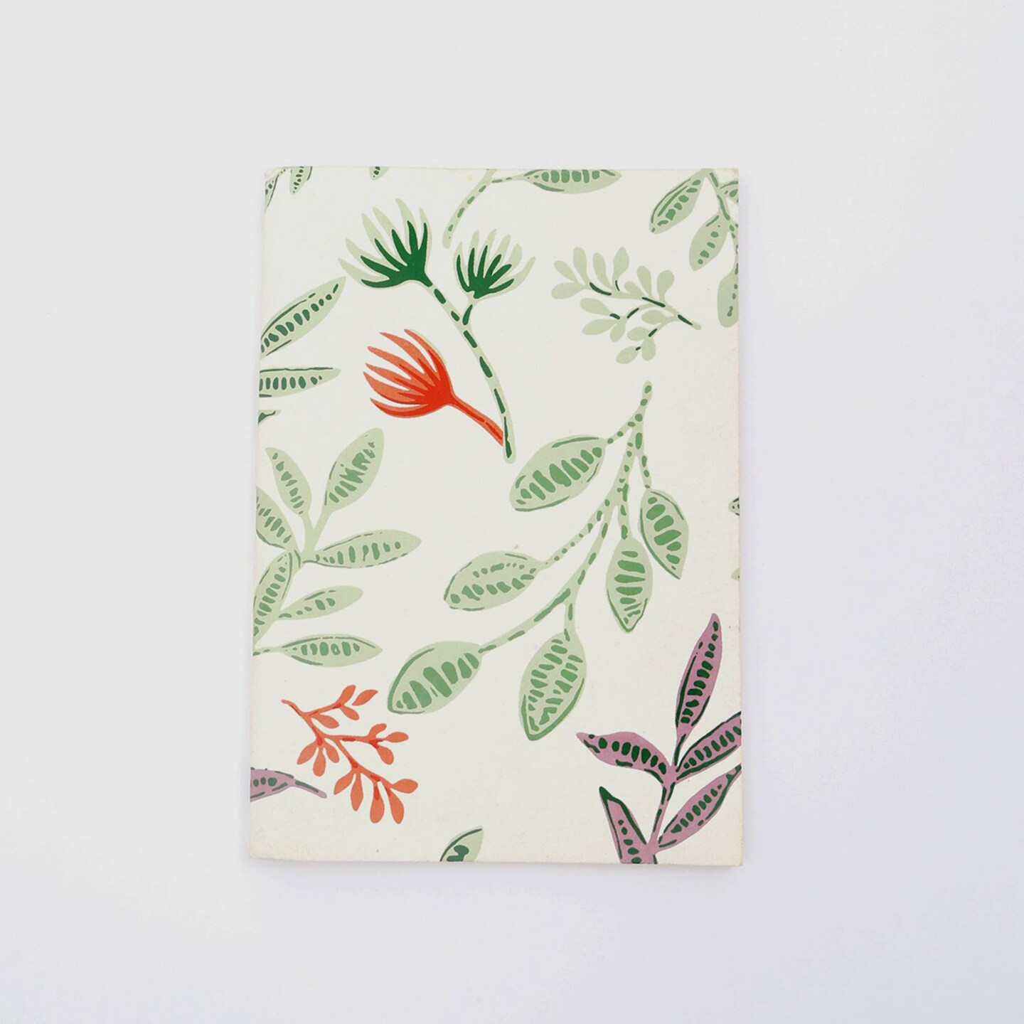 Soft Cover Off white/Green Flowers Handmade Paper Notebook - Pack of 5, 10 X 7 Inch