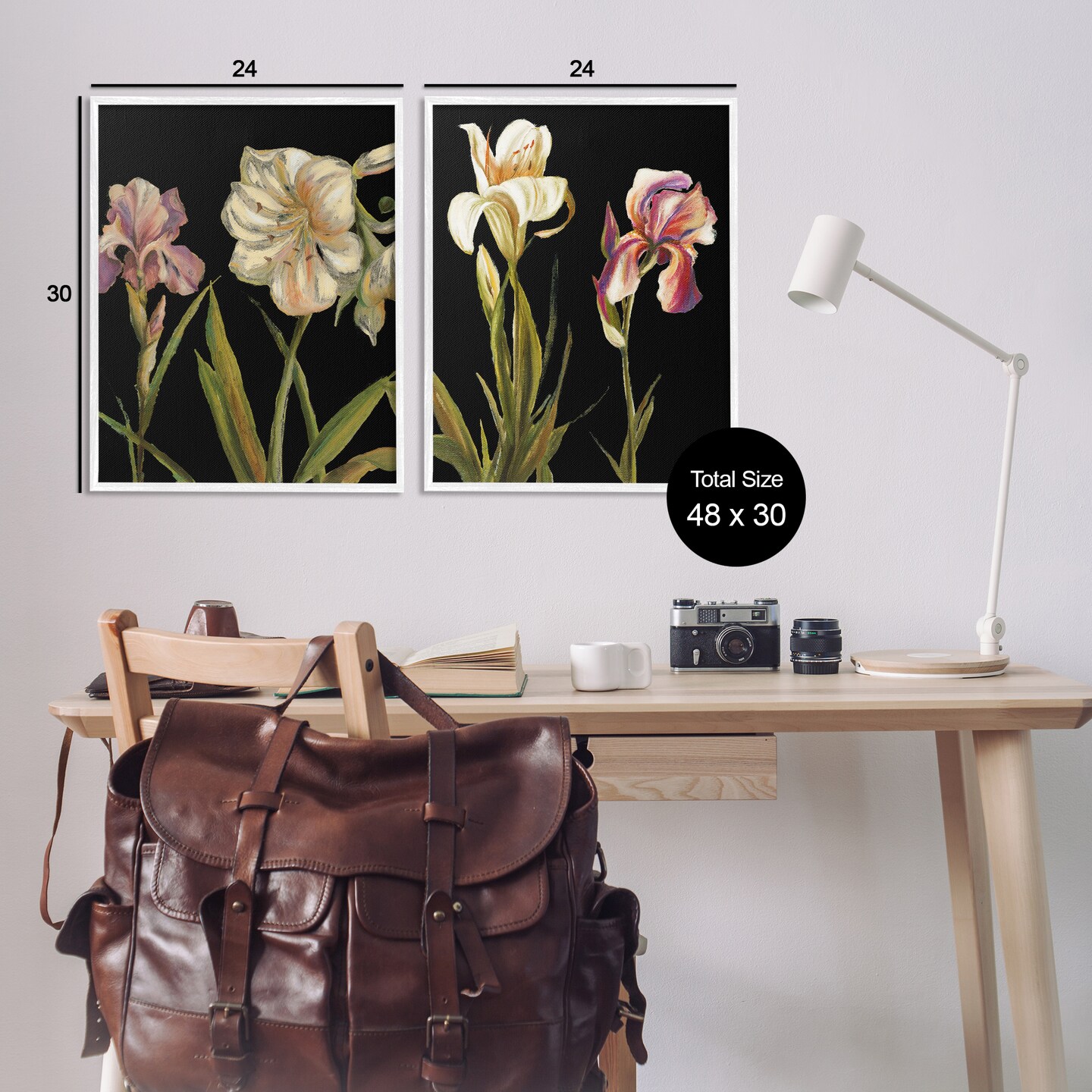 Stupell Industries Blooming Purple Iris White Lily 2 pc Framed Giclee Wall Art Set Design by Samantha Carter