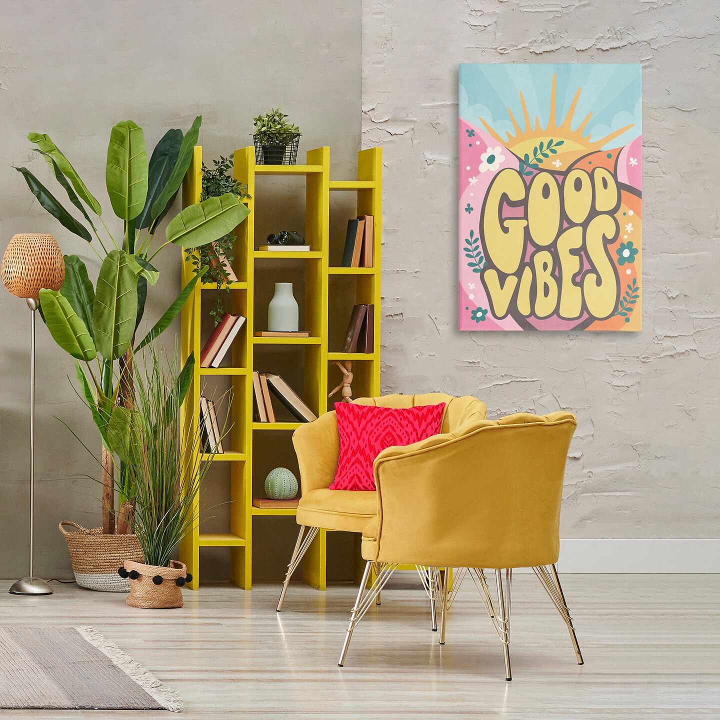 Stupell Industries Good Vibes Groovy Nature Canvas Wall Art Design by Nataly White