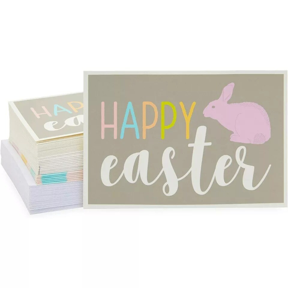 36x Happy Easter Blank Greeting Cards with Envelopes, 6 Assorted Design, 4x6 In