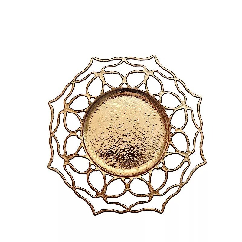 6 Gold 13" Acrylic Round CHARGER PLATES Flower Cutout Design Party Decorations