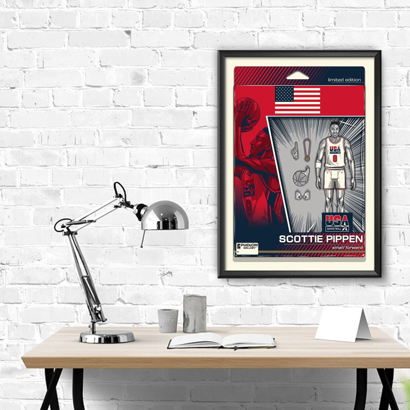 Phenom Gallery Scottie Pippen USA Basketball Action Figure Serigraph