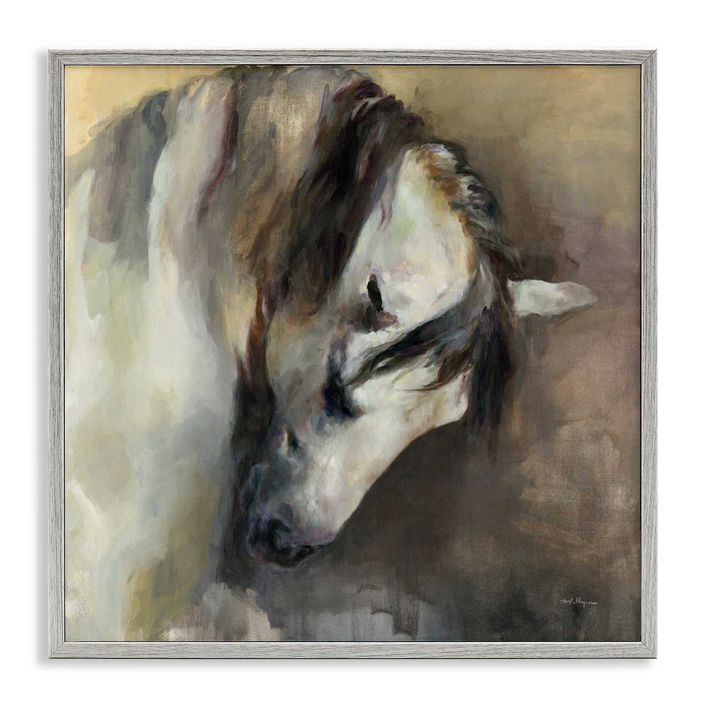 Stupell Industries Classical White Horse Framed Giclee Wall Art Design by Marilyn Hageman