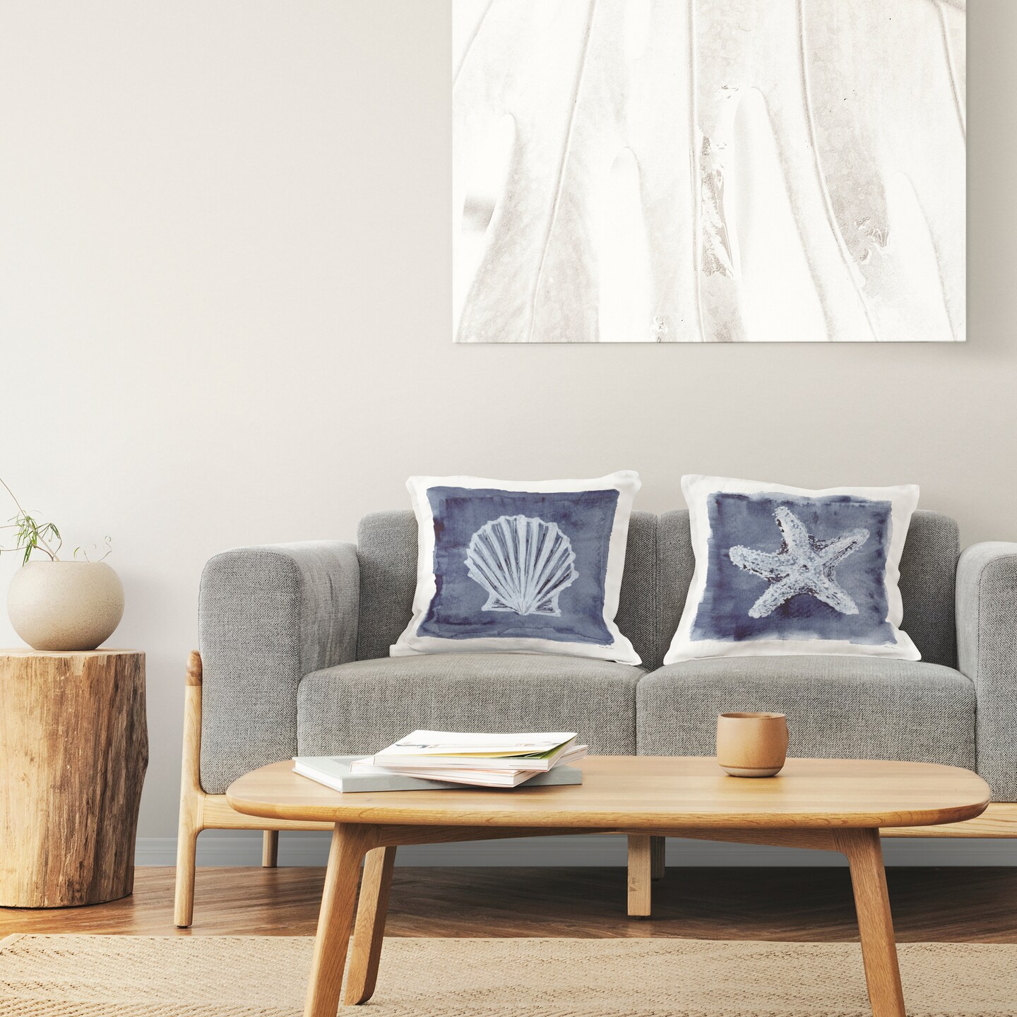 Sea Life on Indigo 2 PC Decorative Printed Throw Pillow Set Design by Patti Bishop, 18 x 7 x 18