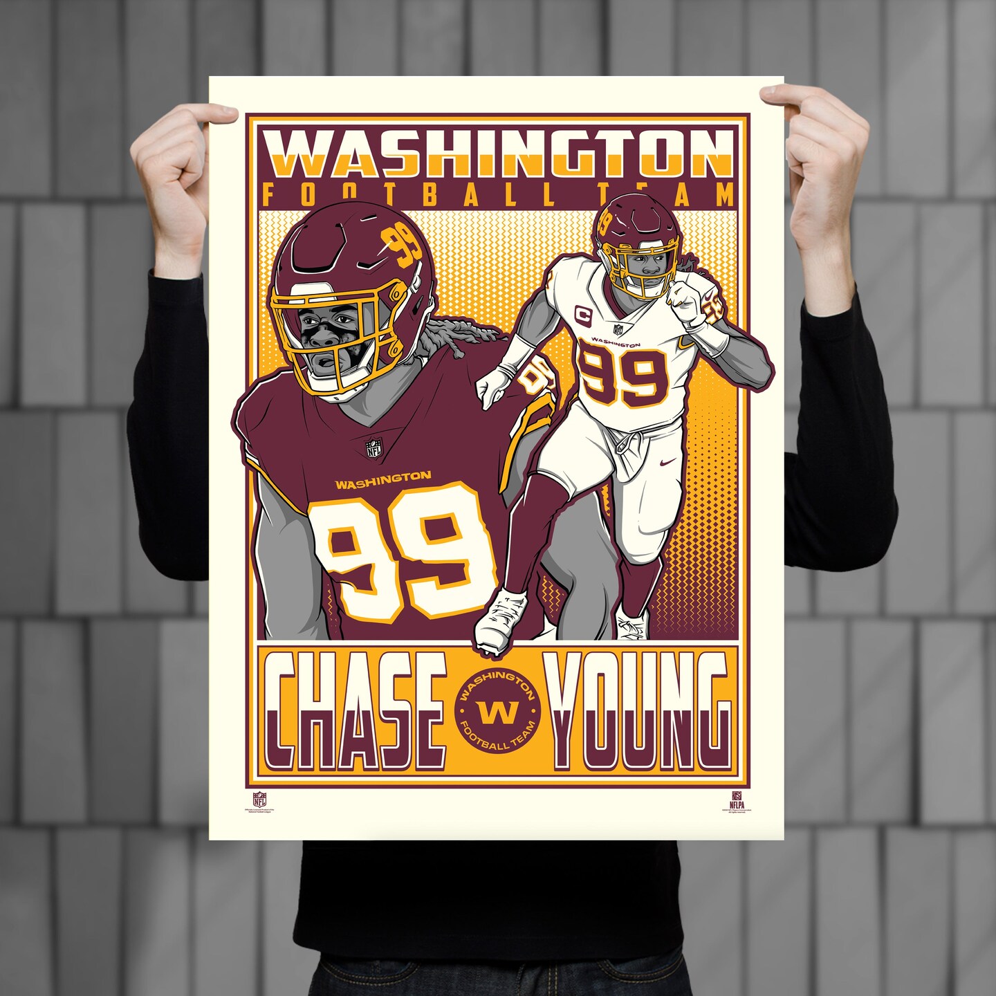 Phenom Gallery Washington Football Team Chase Young 18&#x22; x 24&#x22; Deluxe Framed Serigraph