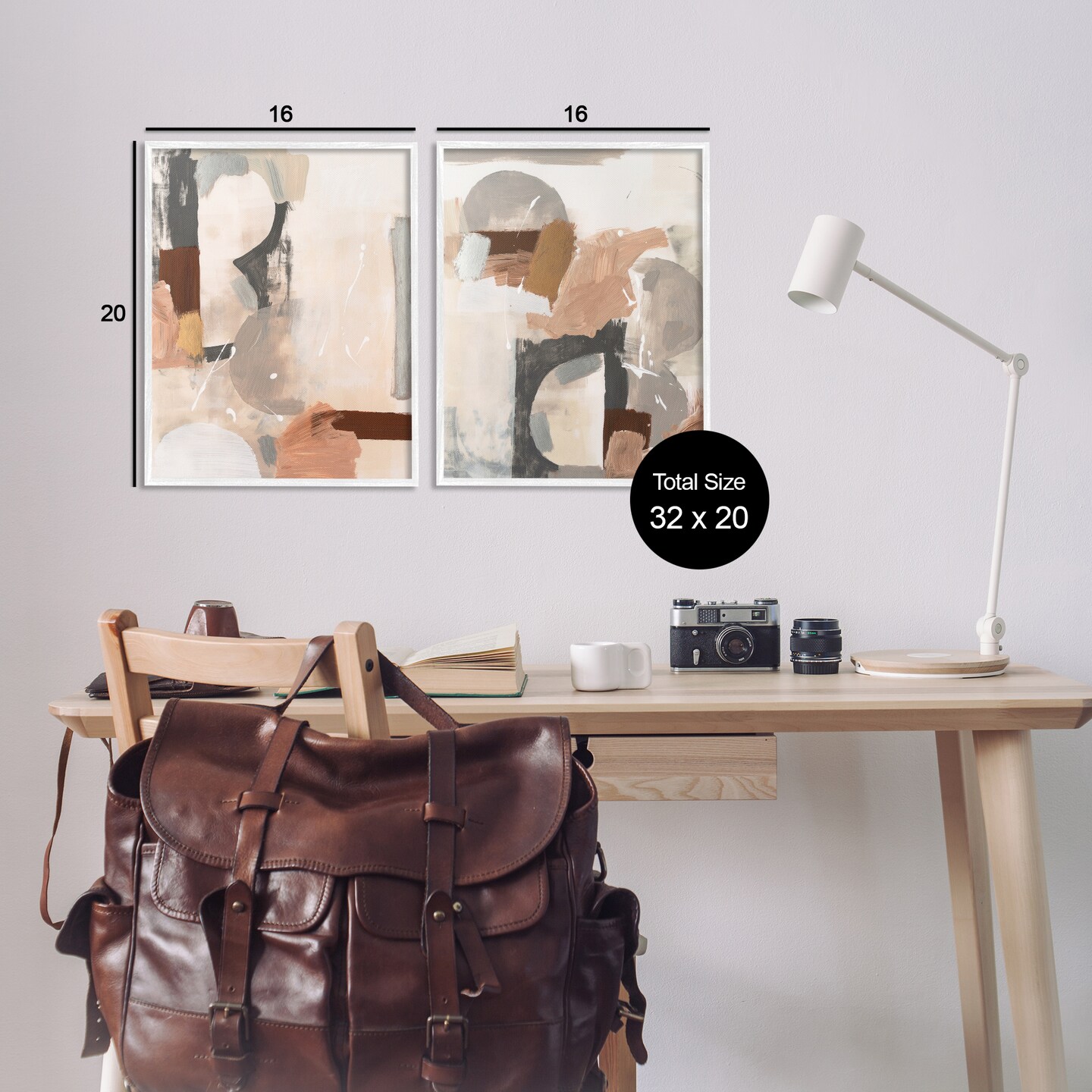 Stupell Industries Abstract Neutral Shapes Brown 2 pc Framed Giclee Wall Art Set Design by Victoria Barnes