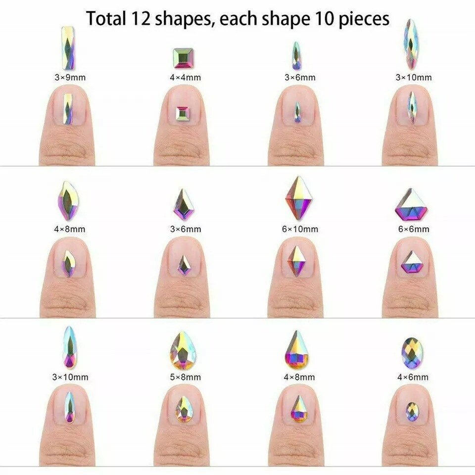 Mix Gems Rhinestones For Nail Art Craft +picking up pen+ stainless steel tweezer