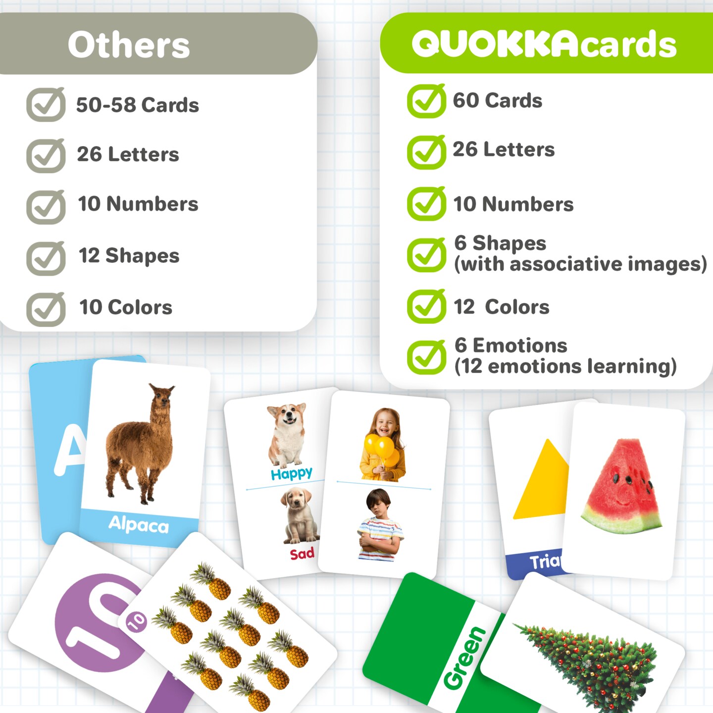 60 Realistic Learning Flash Cards for Kids | ABC, Numbers &#x26; Animals