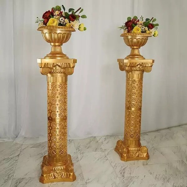 4 Gold 40-Inch ADJUSTABLE Roman Columns PLANT PEDESTAL STANDS Party Decorations