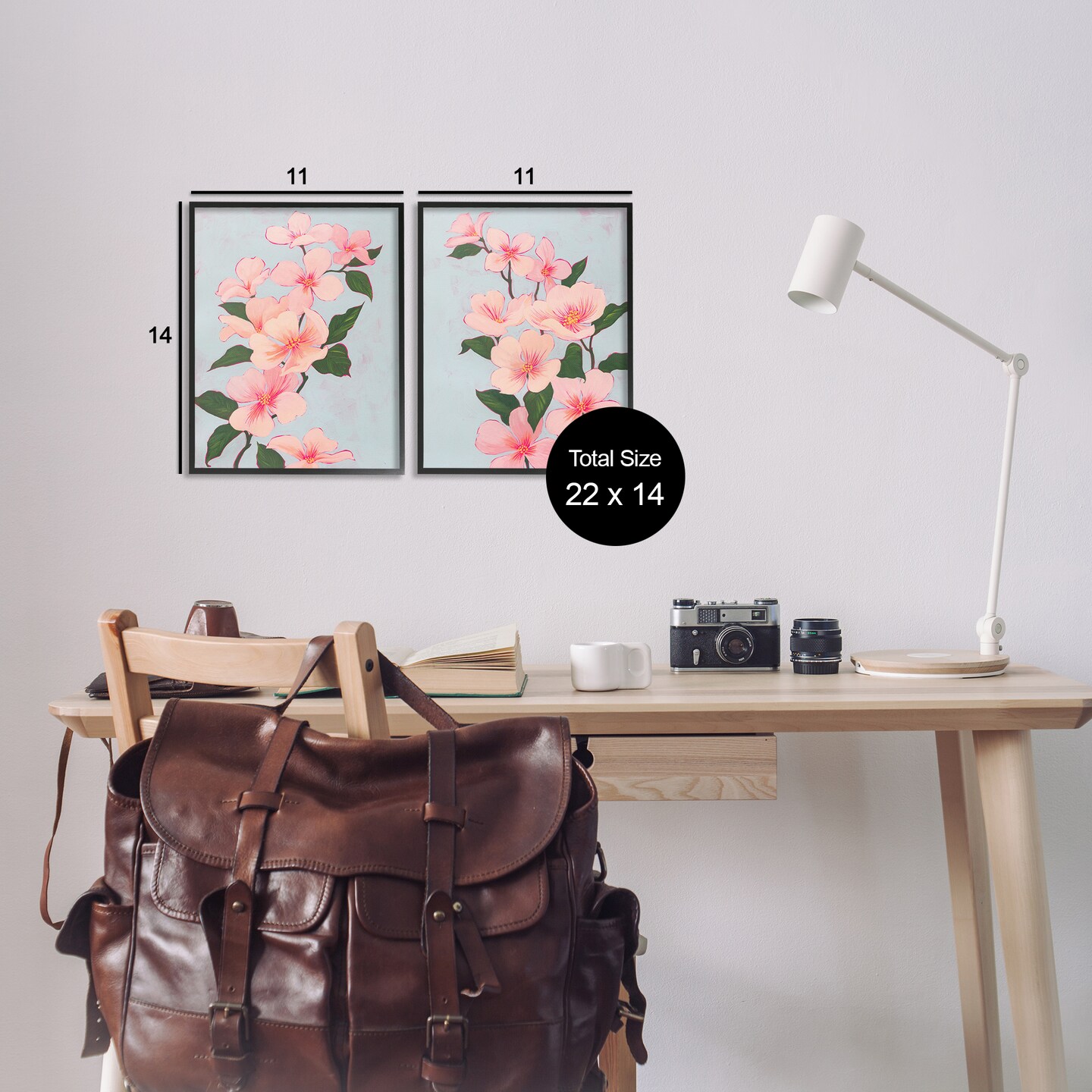 Stupell Industries Pink Cherry Blossom Branch 2 pc Framed Giclee Wall Art Set Design by Grace Popp