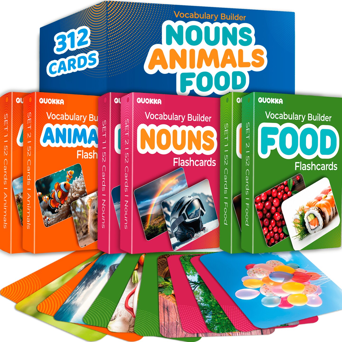 312 Flash Cards Set for Speech Therapy &#x26; Vocabulary Building Activities