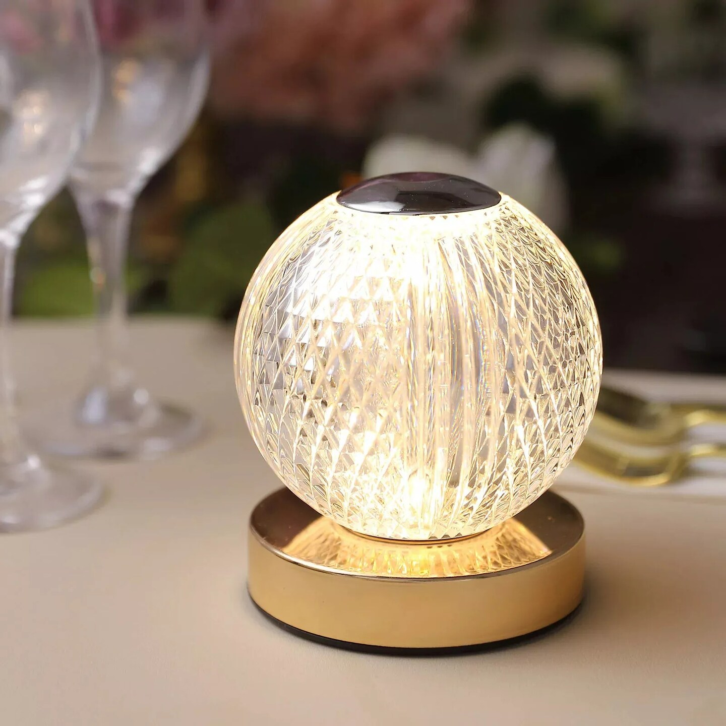 Clear 5 in Acrylic Crystal Ball TABLE LAMP USB Rechargeable LED Light Events