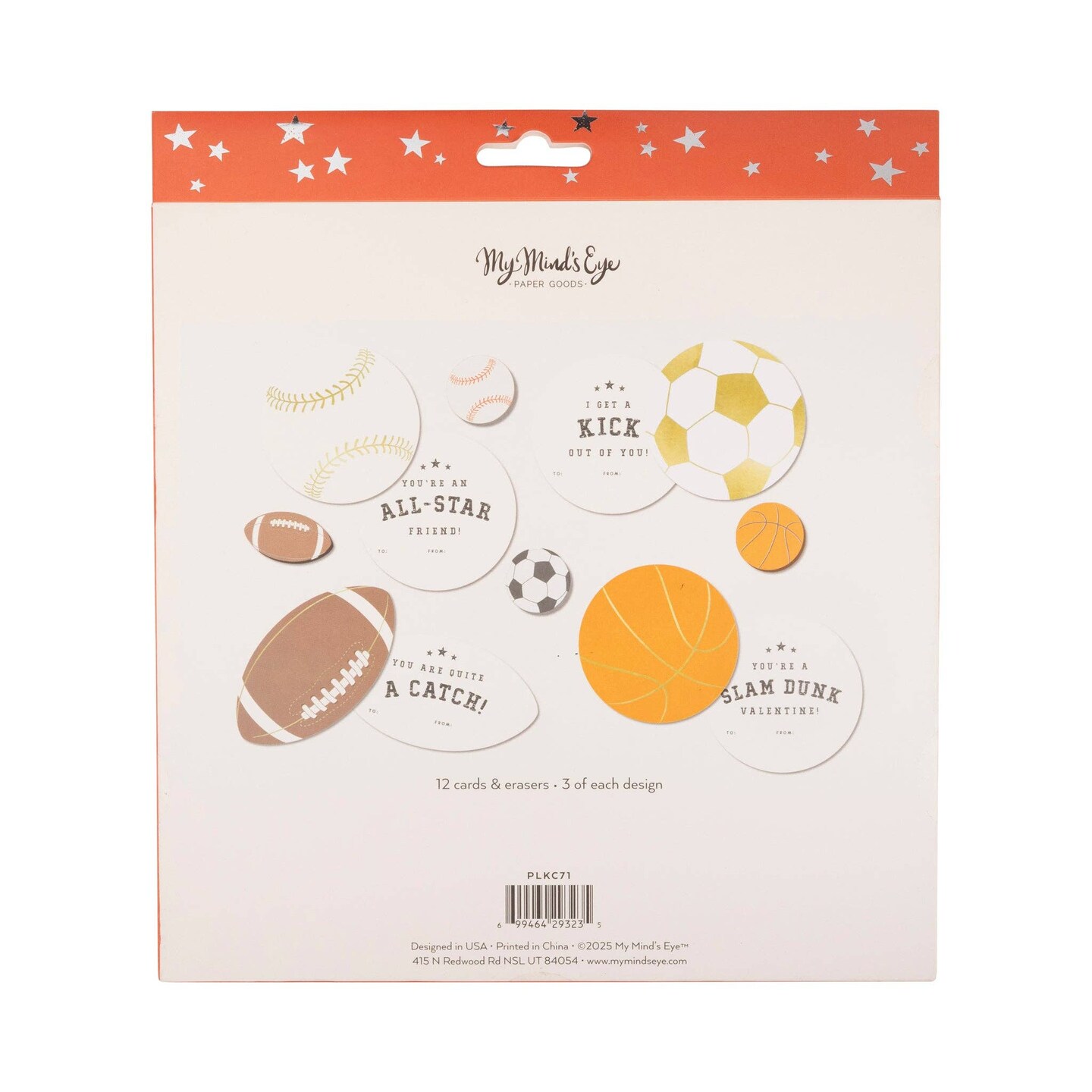 SPORTS VALENTINES CARD &#x26; ERASER SET