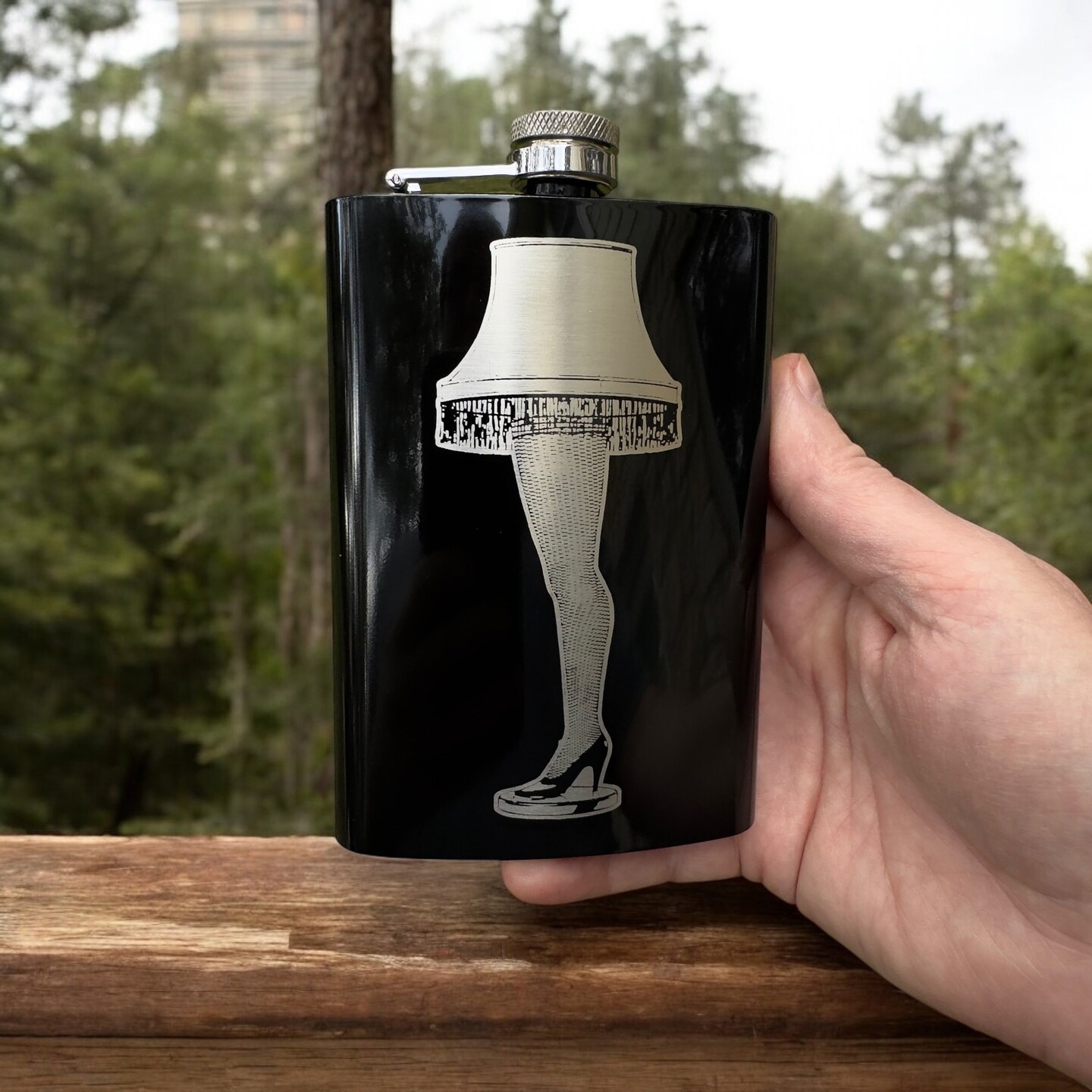 8oz BLACK Leg Lamp Flask