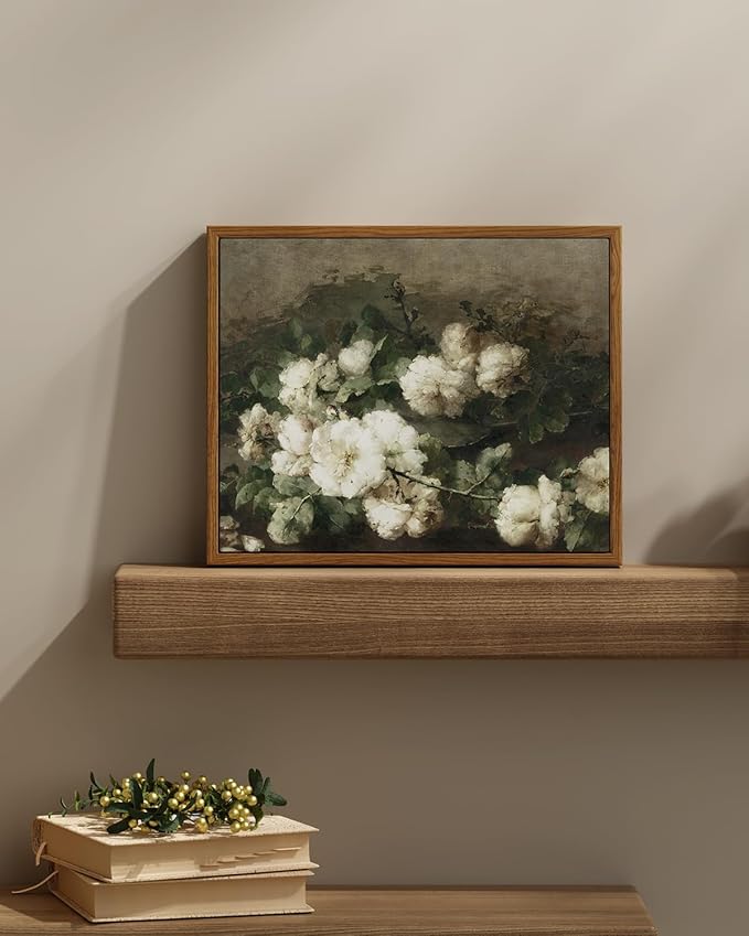 Framed Canvas Wall Art Vintage Decor, Flower Prints Wall Art Room Wall Decor, Botanical Prints Wall Art for Living Room Decorations, Rustic ArtWork for Bathroom Bedroom Home Decor, 11"x14"