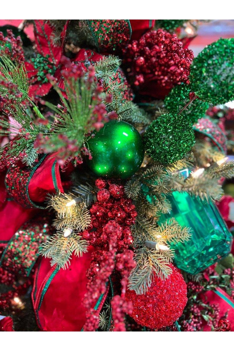 30&#x22; Sequin Tip Glitter Pine Spray: Red/Green