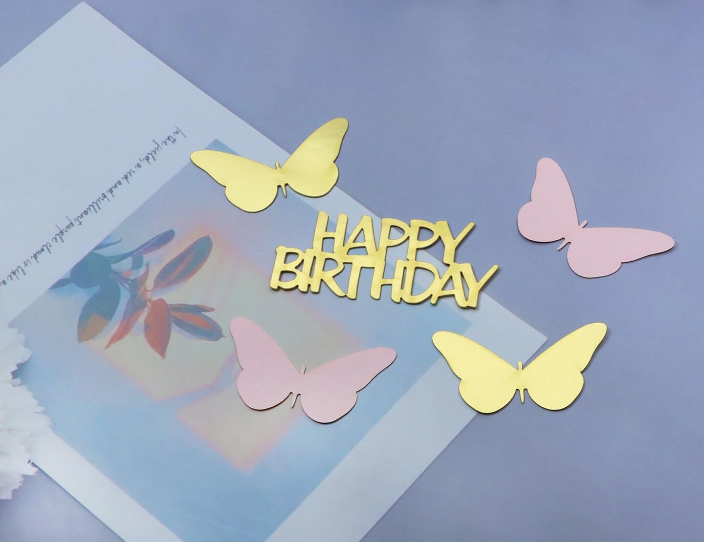 100pcs Butterfly Table Confetti Decor Glitter Butterfly Decoration for Birthday Wedding Theme Thanks Giving Party Valentine&#x27;s Mother&#x27;s Day Scatter Bless Confetti (Gold &#x26; Pink &#x26; HAPPA BIRTHDAY)