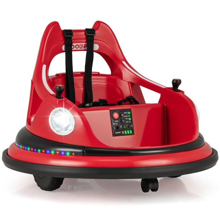 Kids 12V Ride-On Bumper Car with Remote Control, Dual Joystick, 360° Spin & Lights