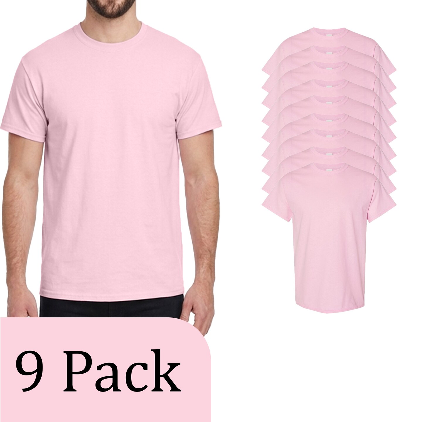 Gildan Vinyl & Fabric T-Shirt - Gildan, Heavy Cotton Short Sleeve Light Pink Tee