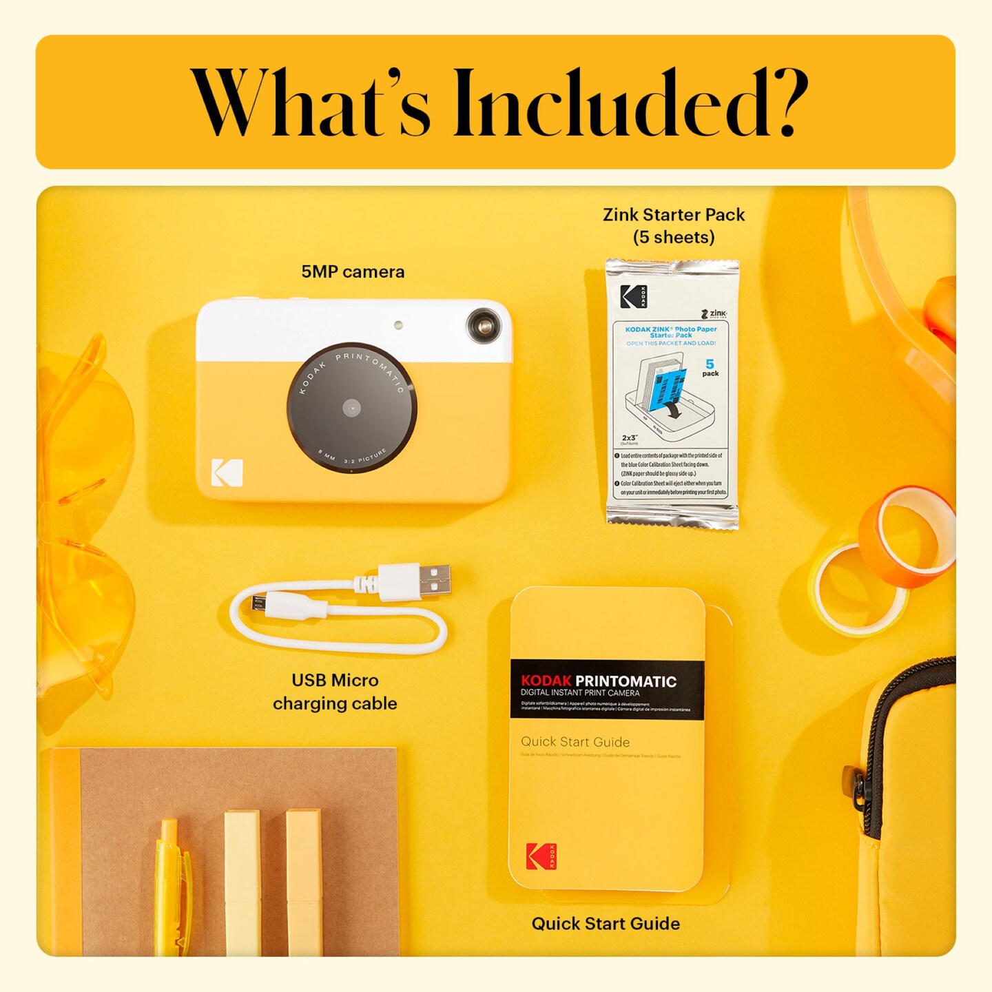 KODAK Printomatic Digital Instant Print Camera, Supports Sticky-Backed 2x3" Zink Photo Paper