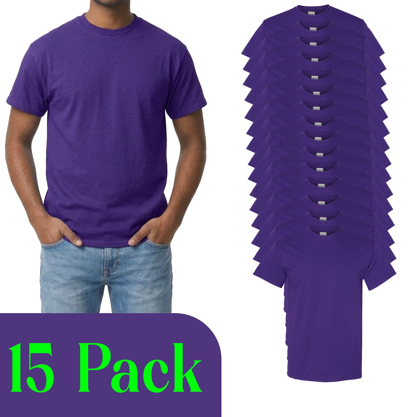 Gildan Purple Craft-Ready Heavy Cotton T-Shirt Bundle, DIY Project Blank Adult's Shirt