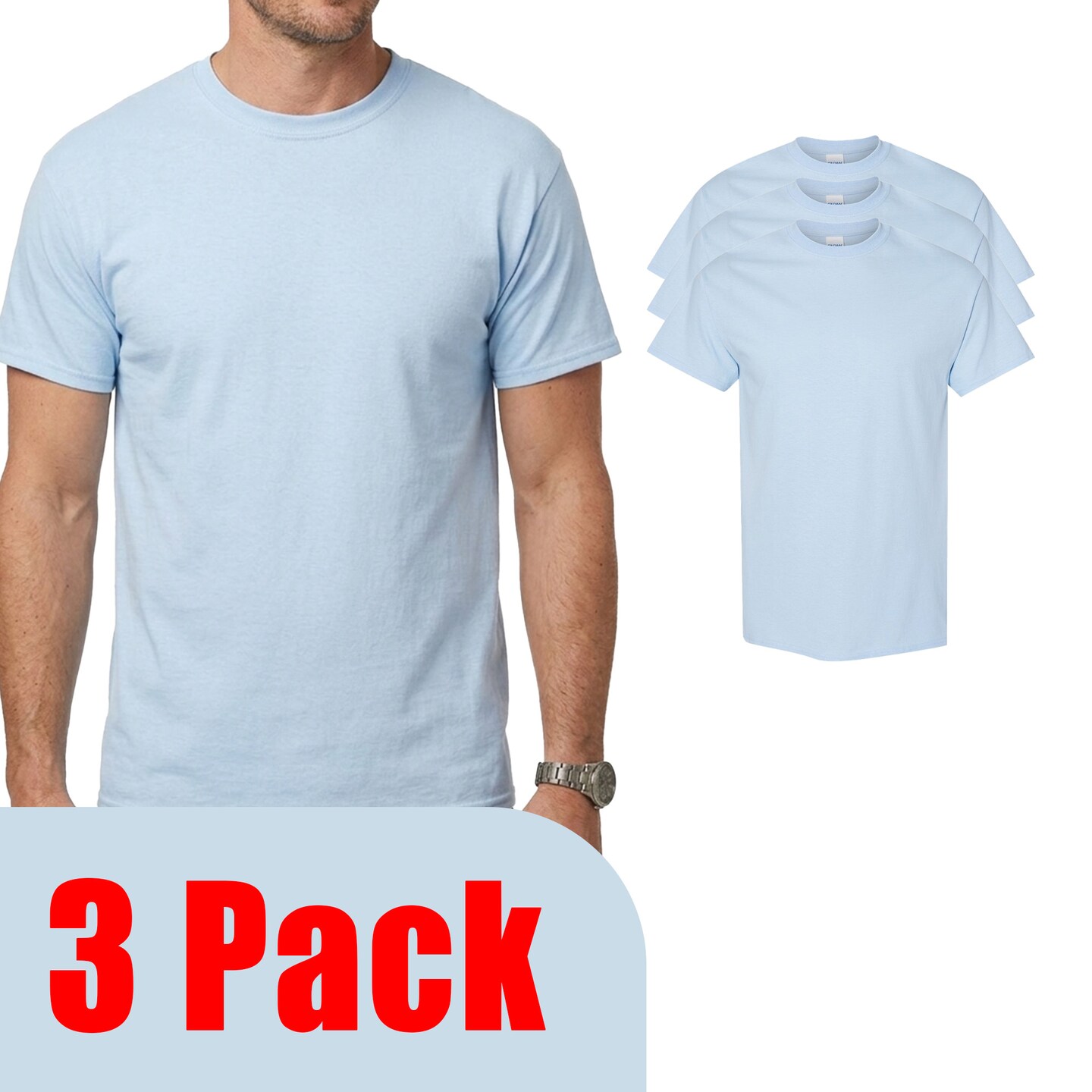 Gildan Heavy Cotton Short Sleeve T-Shirt Value Pack, Craft & DIY Light Blue Shirt