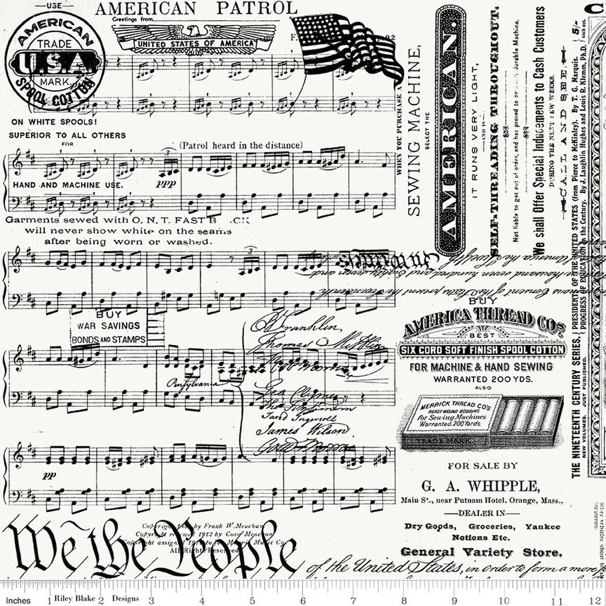 Patriotic Text in Off White (c17345-offwhite) | Sew America | J Wecker Frisch | Riley Blake