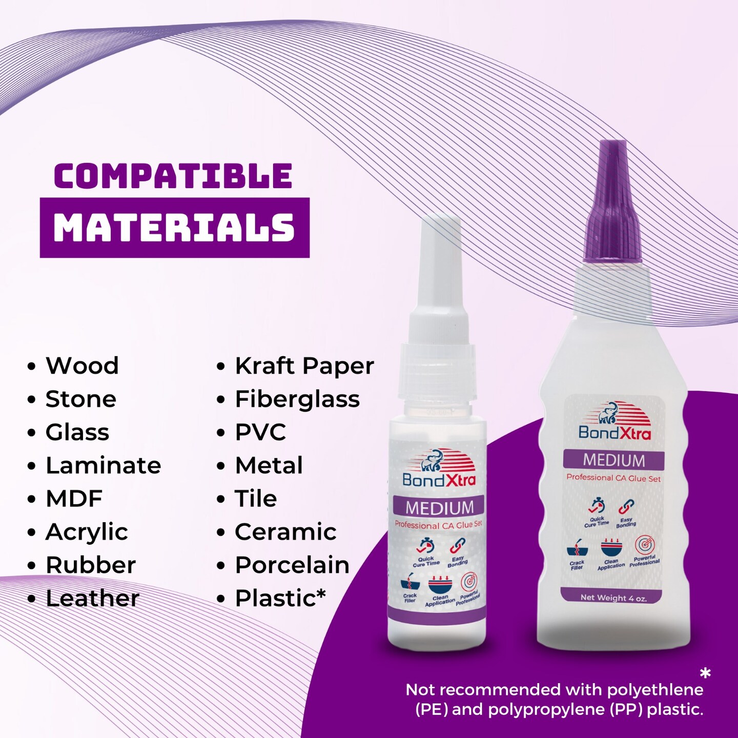 BONDXTRA CA Glue Medium Viscosity 2 oz with Activator Spray Set – Medium Cyanoacrylate Super Glue for Woodworking, Craft, Hobby & DIY Projects