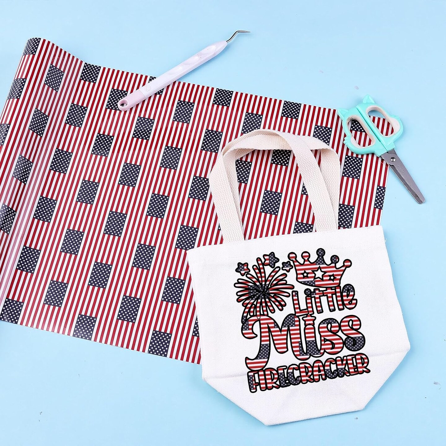 12 Inch - American Flag Heat Transfer Vinyl Roll