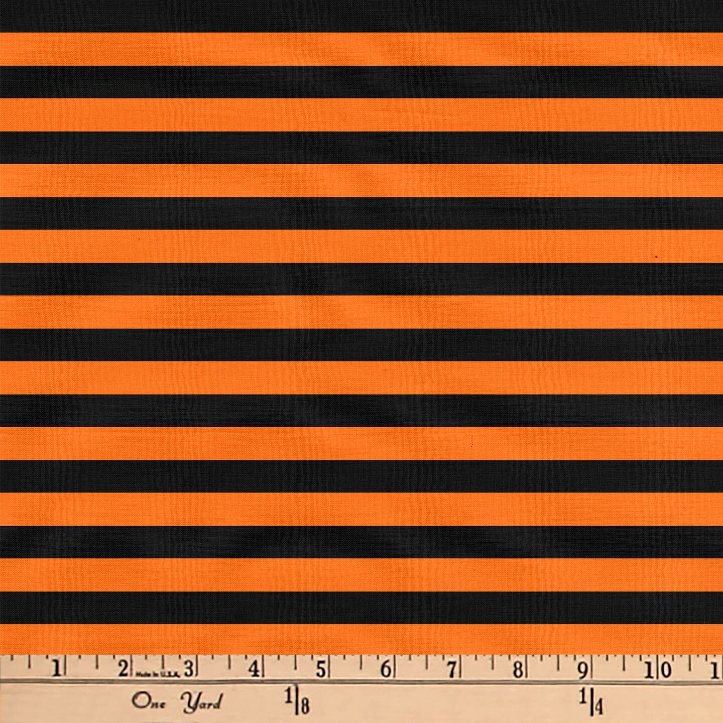 HALLOWEEN STRIPE ORANGE BLACK 1 YD CUT COTTON