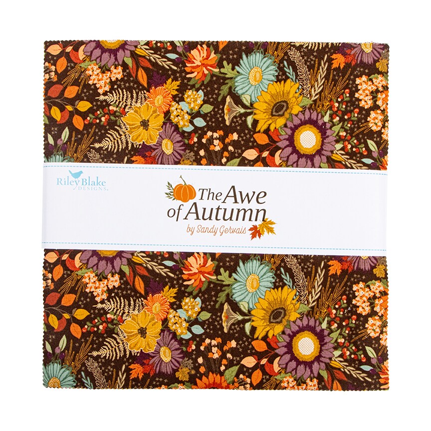 The Awe of Autumn 10&#x22; Square Pack (Layer Cake / 10&#x22; Stacker) by Sandy Gervais for Riley Blake (10-16190-42)