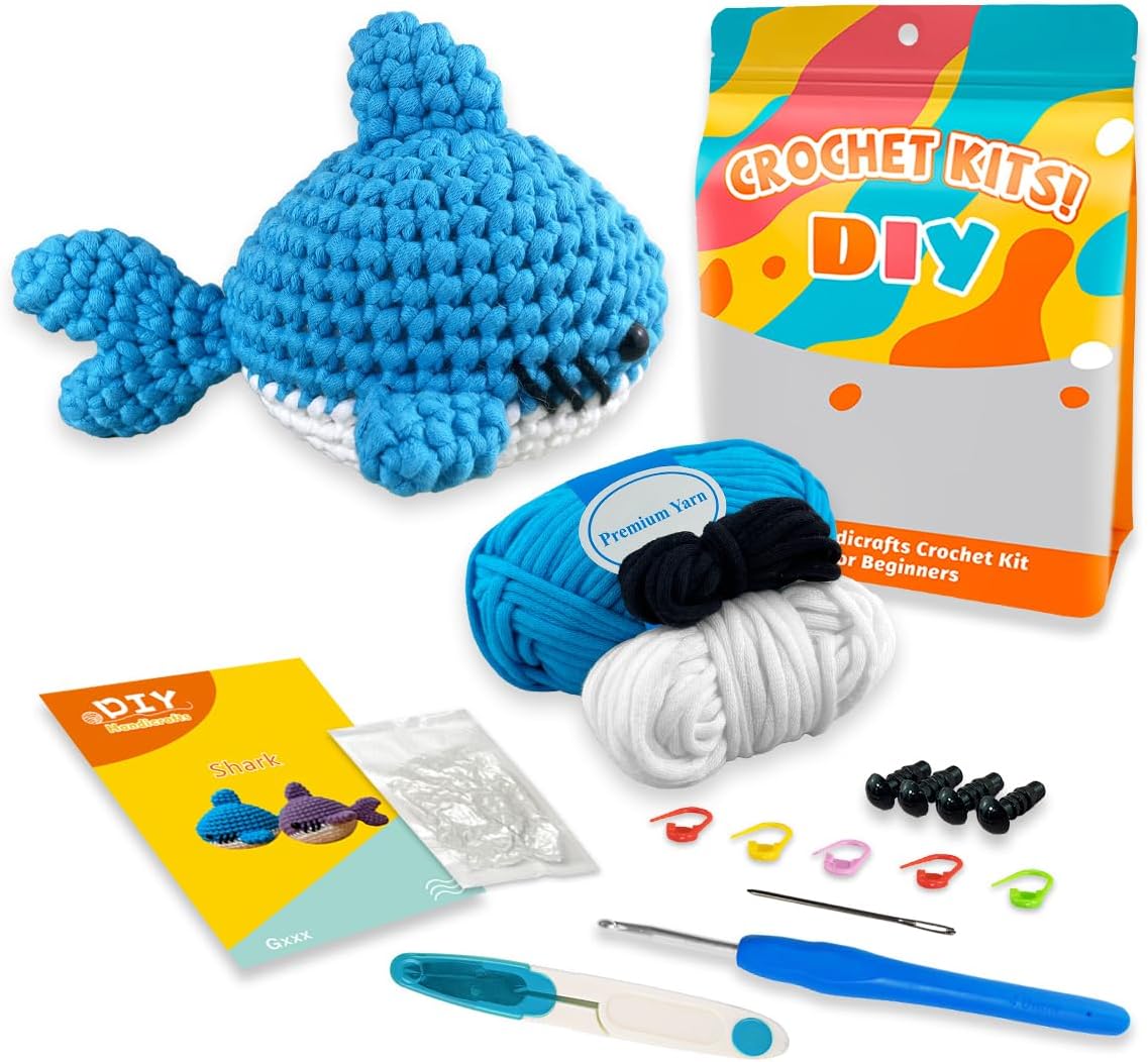 Shark Blue Beginner&#x27;s Crochet Kit