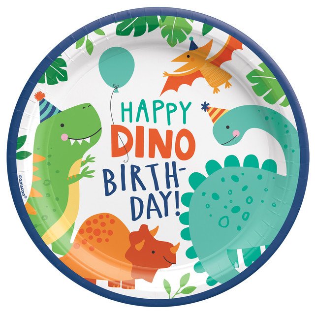 Dino-Mite Dinosaur Party 9&#x22; Round Paper Plates - 8ct