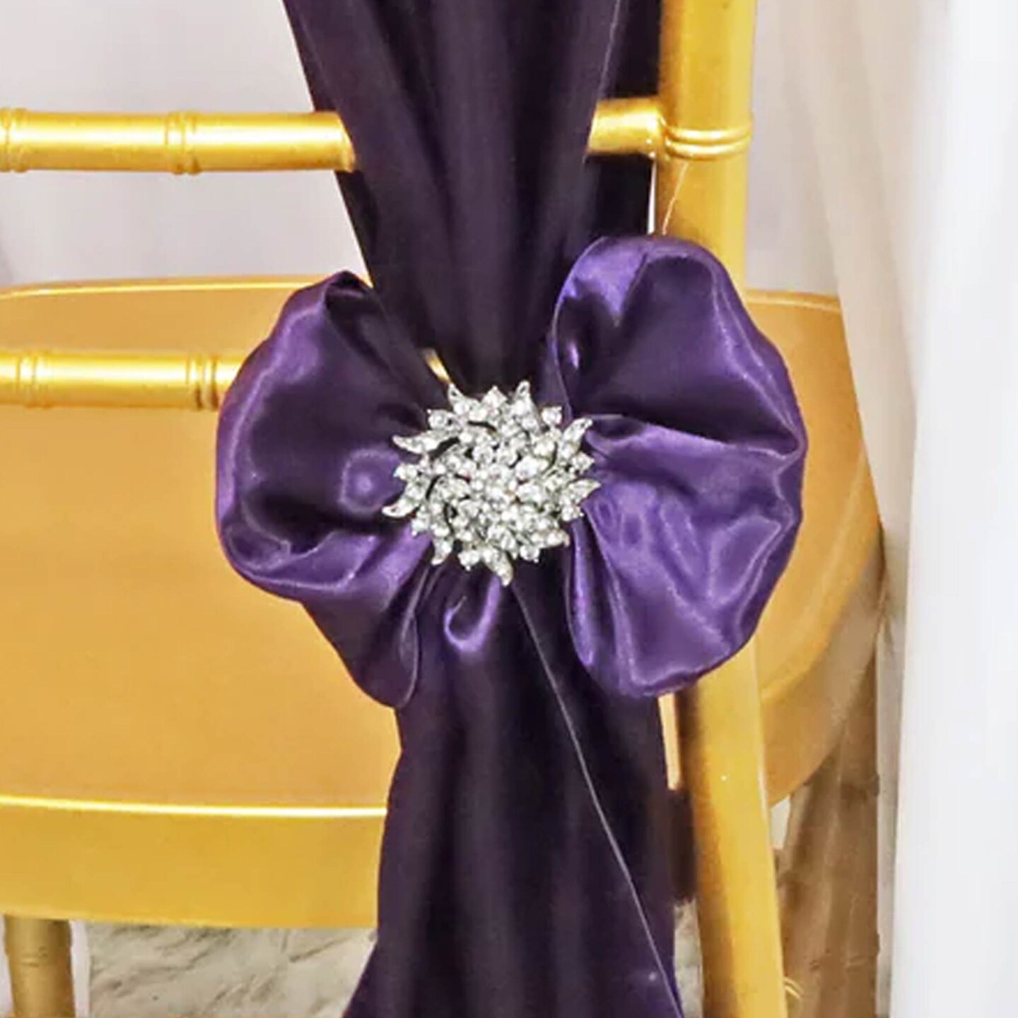 10 Pieces Eggplant Satin Chair Sashes 8"x108" Deep Purple Elegance for Events