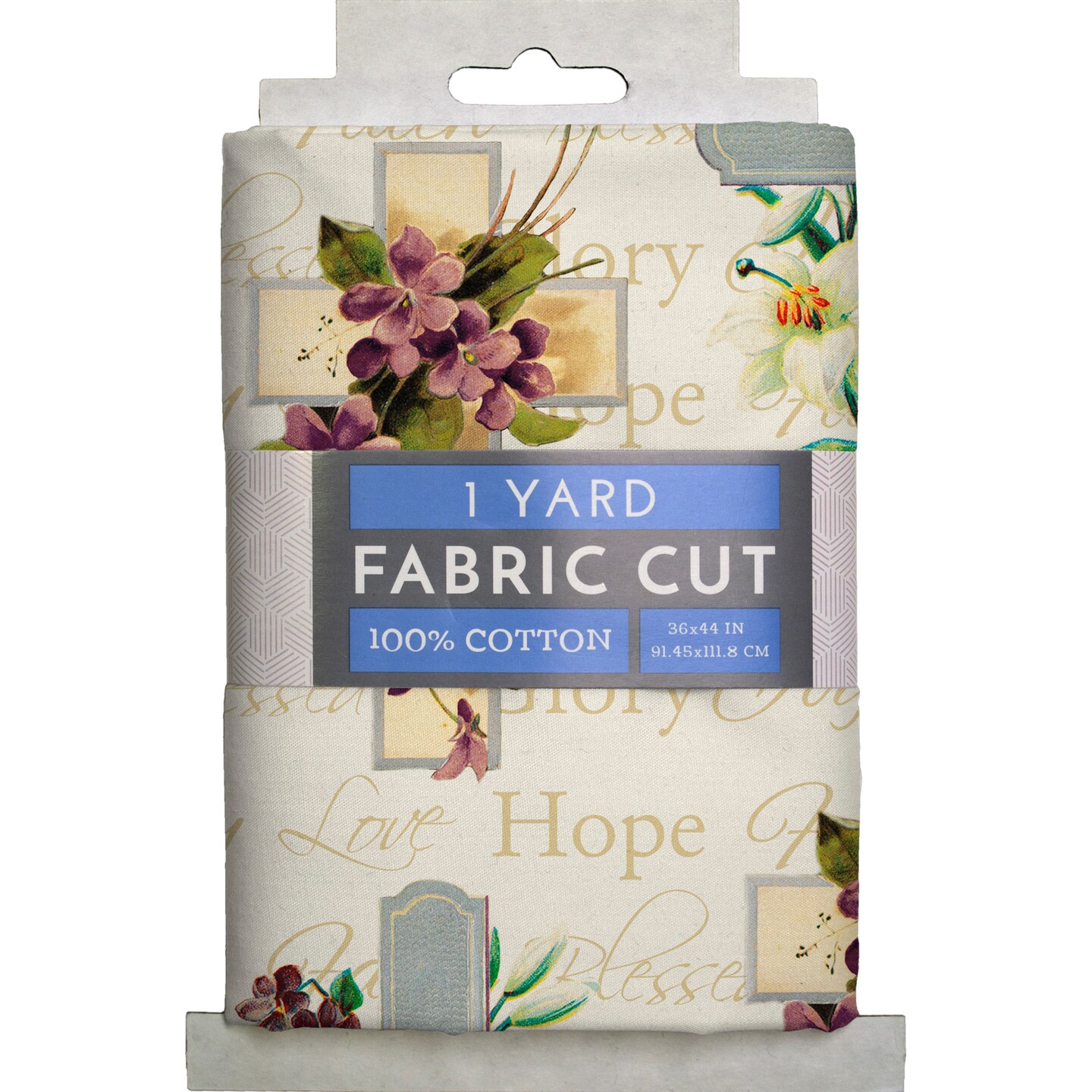 RELIGIOUS FAITH CREAM 1 YD CUT COTTON