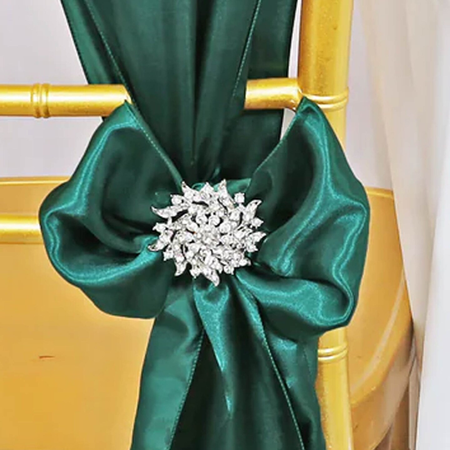 10 Pieces Hunter Green or Holly Green Satin Chair Sashes for Holiday and Wedding Decorations 8x108 inches