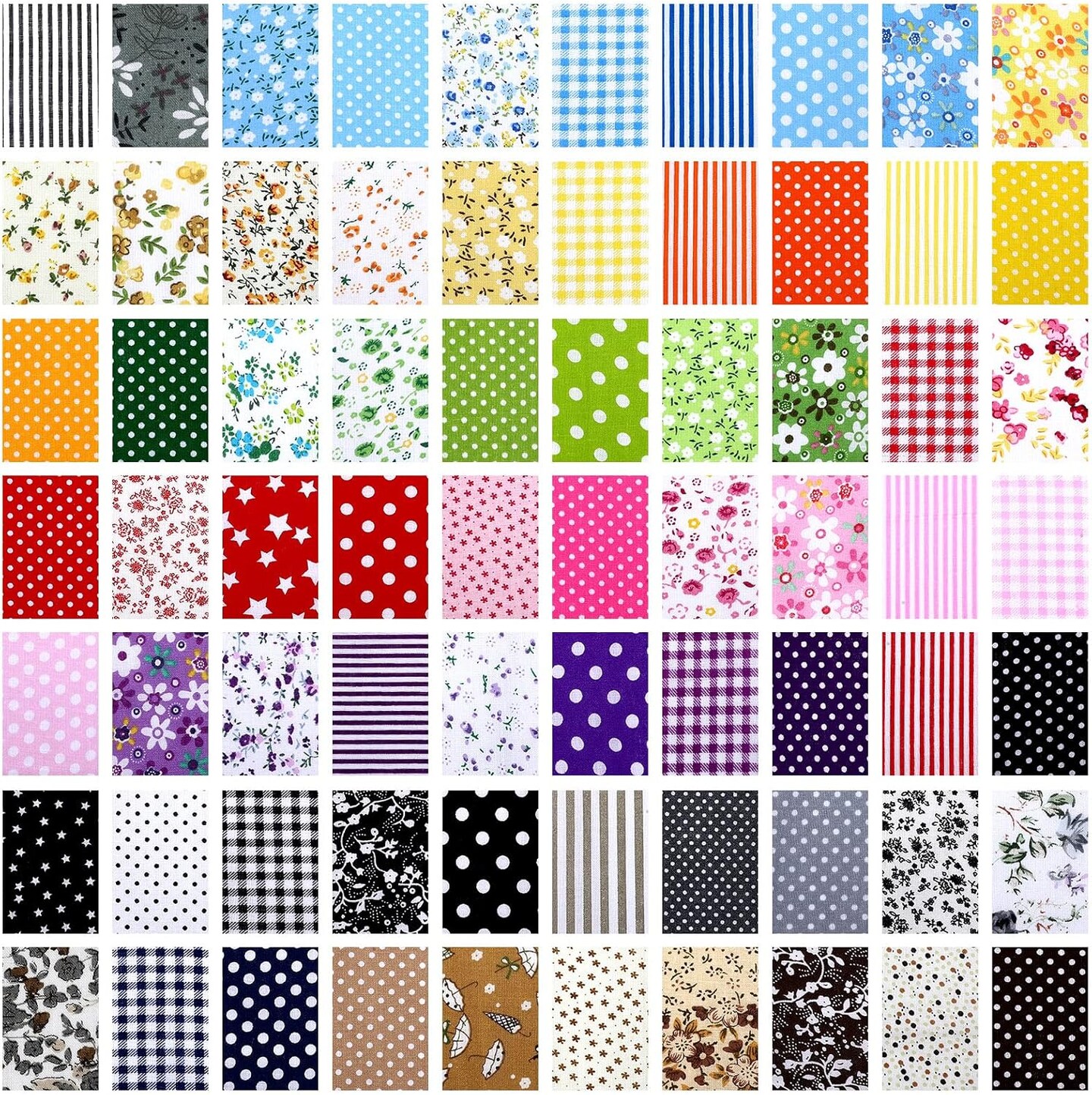 100 Pcs 8 x 8 Inch Cotton Fabric Squares Multicolor Precut Quilting Fabric