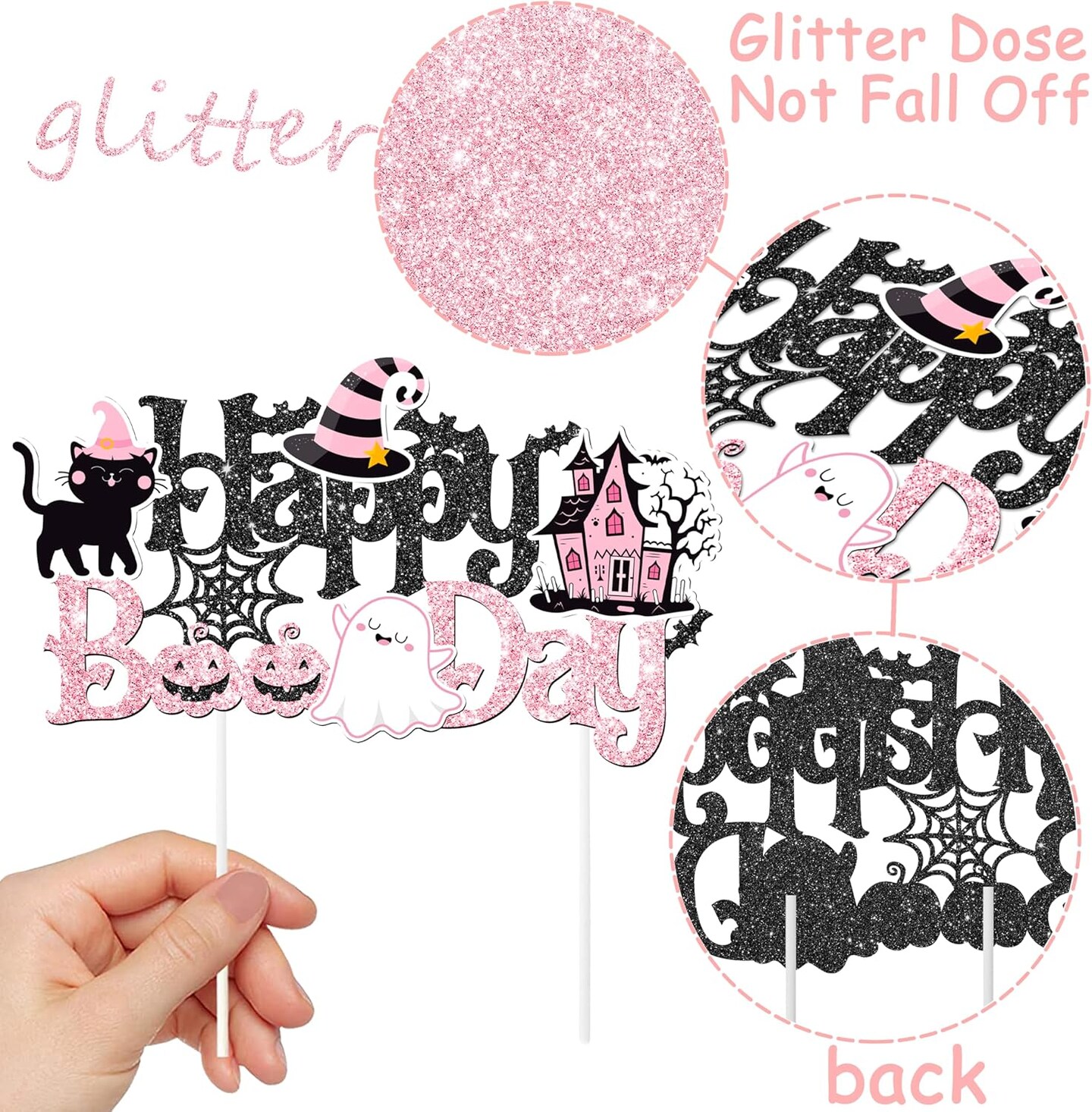 “Happy Boo Day” Cake Topper – Halloween Birthday Party Decoration with Ghost, Pumpkin & Bat Theme for Girls, Baby Showers & Spooky Celebrations