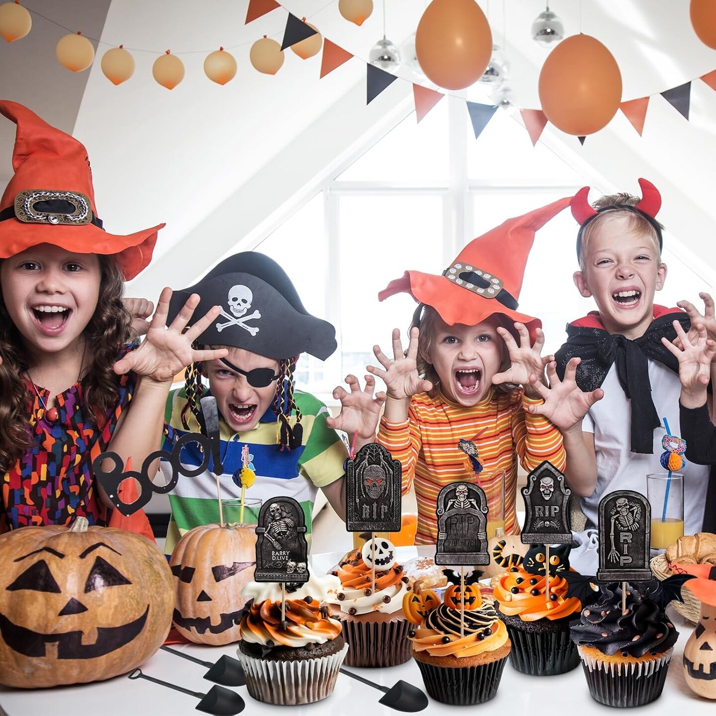 48 Pcs Halloween Cupcake Toppers