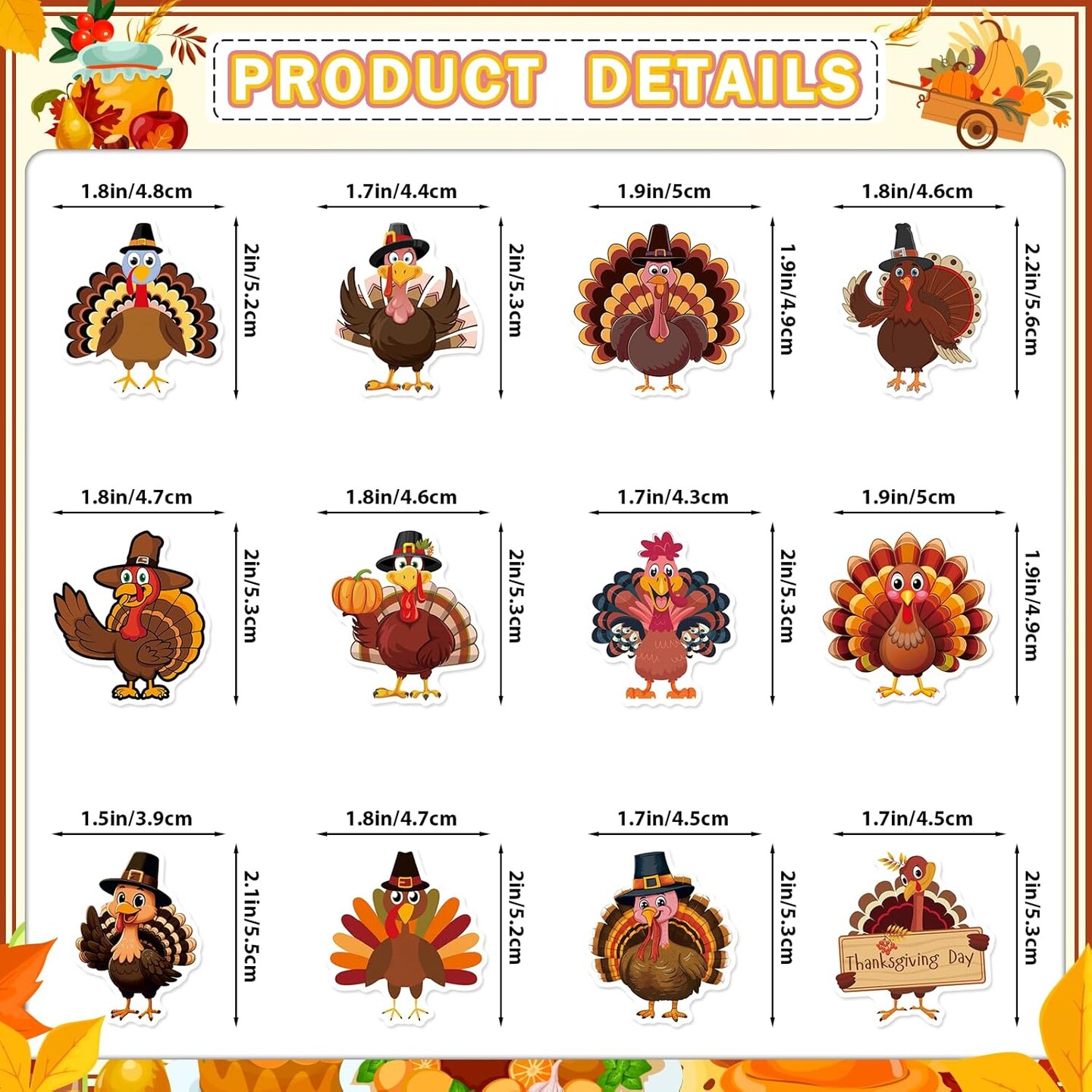 36Pcs Friendsgiving &#x26; Thanksgiving Cupcake Toppers - Brown