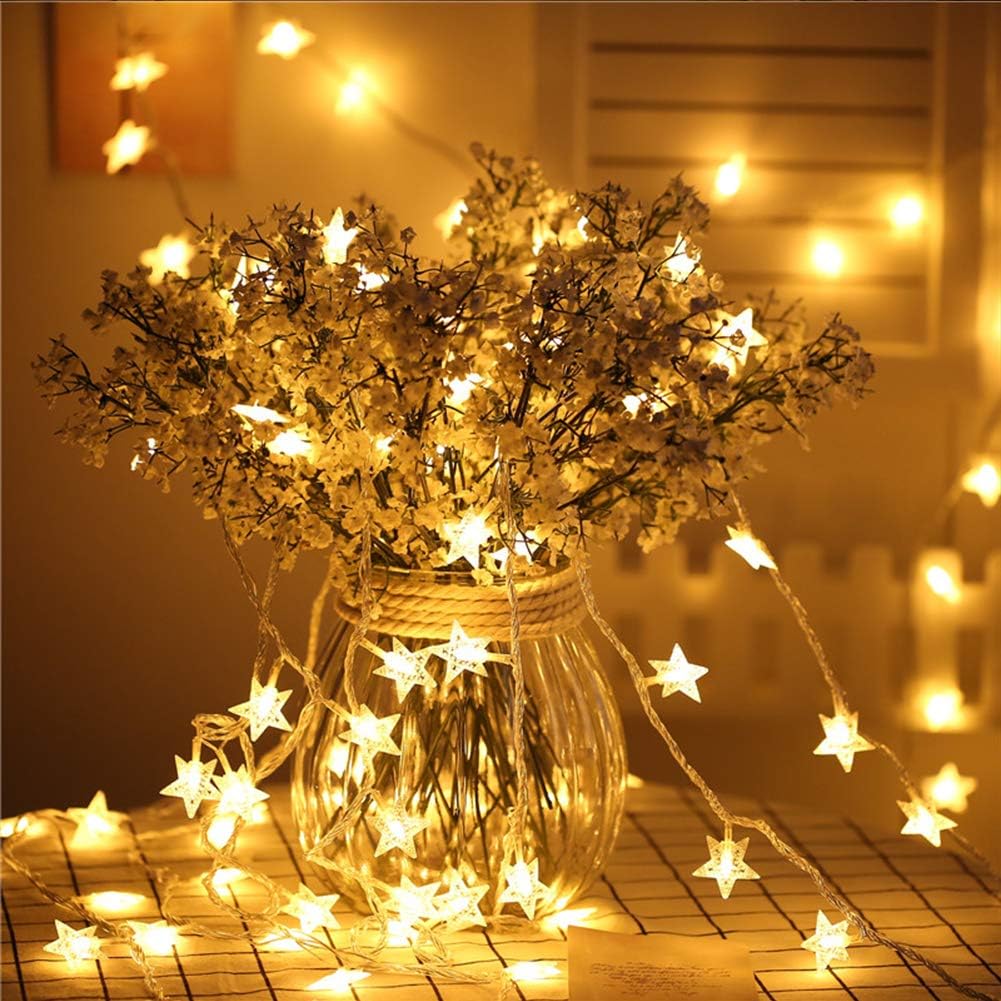 100 LED Star String Lights, 33FT Plug in Fairy String Lights Waterproof, Extendable for Indoor, Outdoor, Wedding Party, Christmas Tree, New Year, Ramadan, Garden Decoration, Warm White